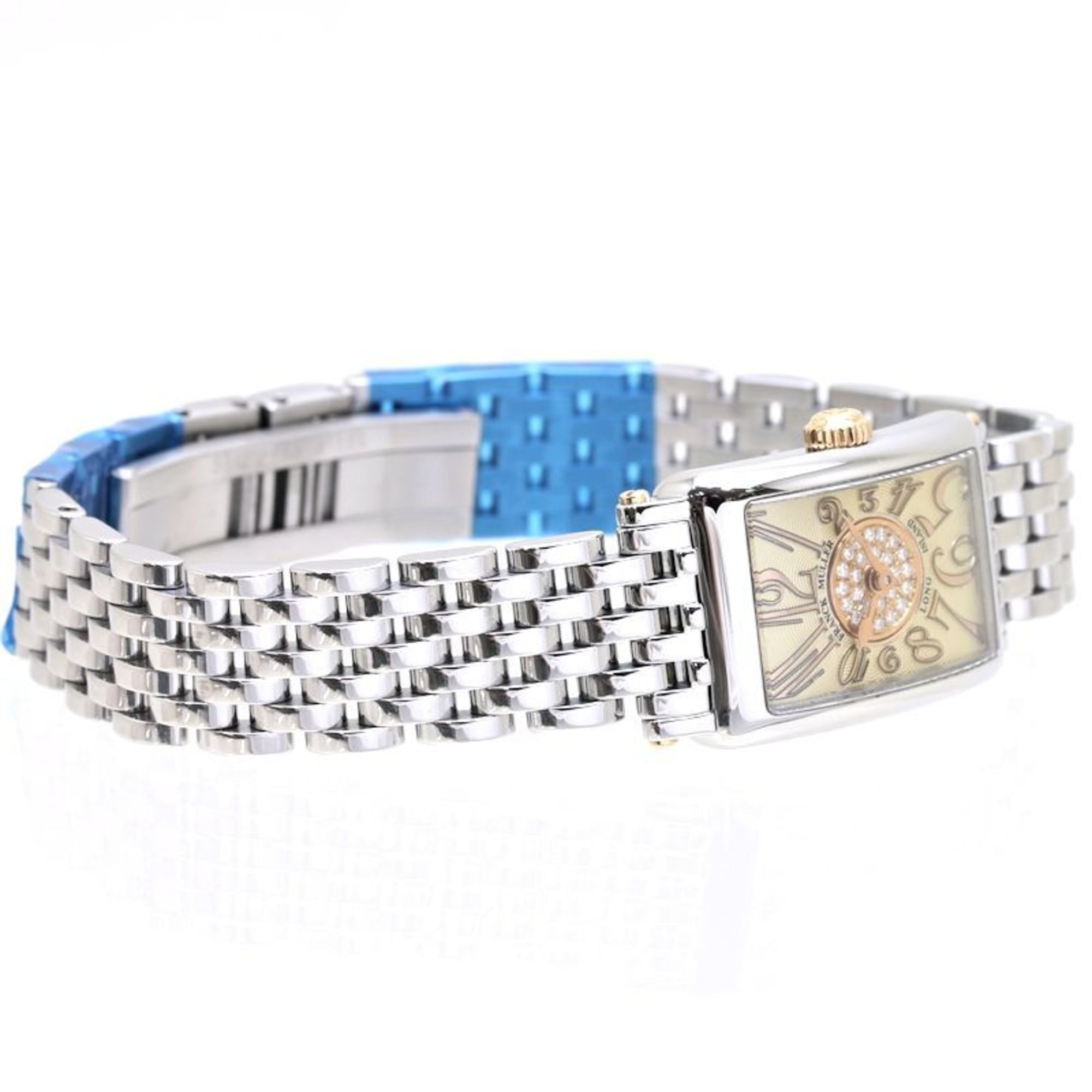 FRANCK MULLER 802 REL CD 1P CP STG Long Island Petite Pastille Edelstahl xK18PG Rosa Damenuhr 39538