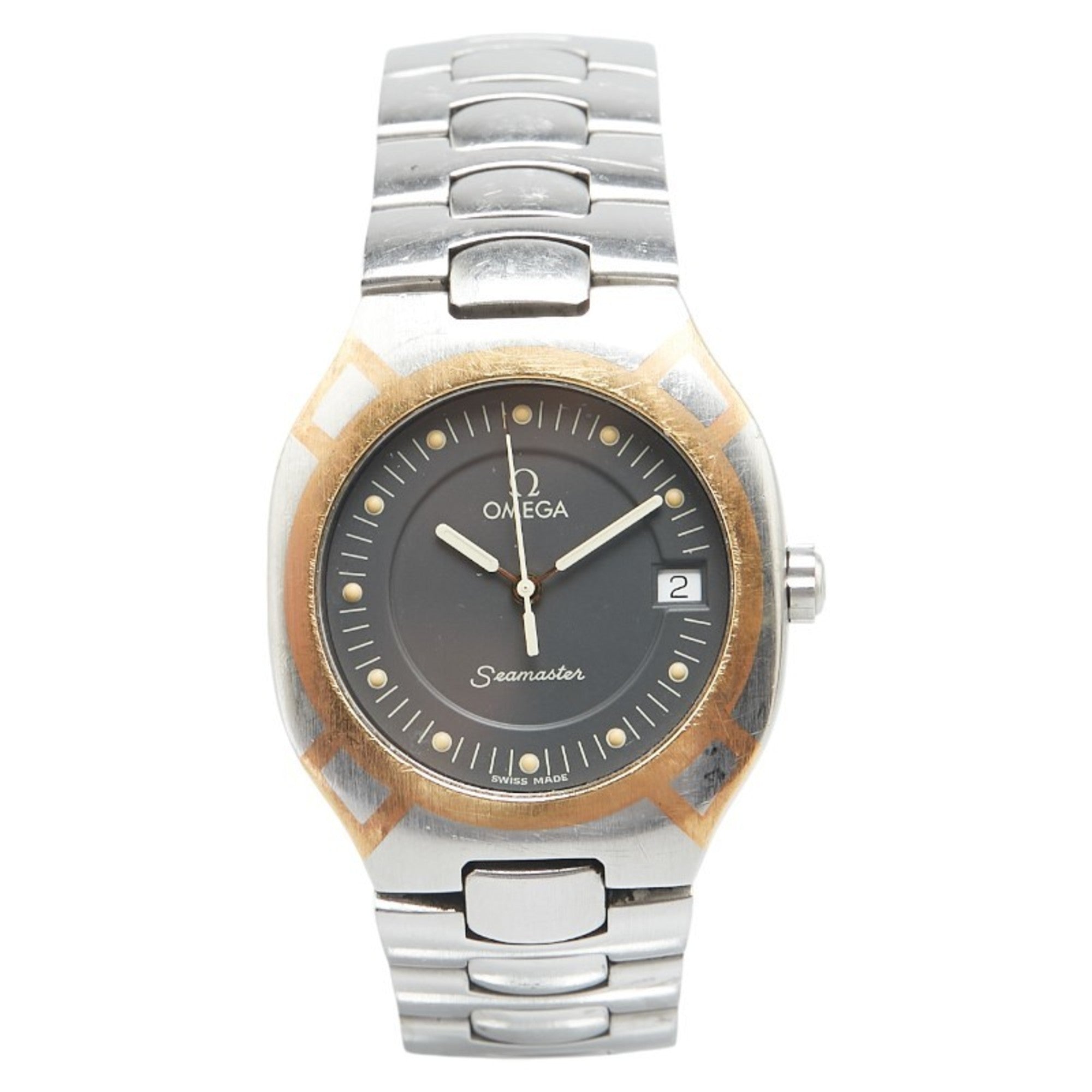Omega Seamaster Polaris Watch 2510.40 Quartz Gray Dial Stainless Steel Yellow Gold Men's OMEGA