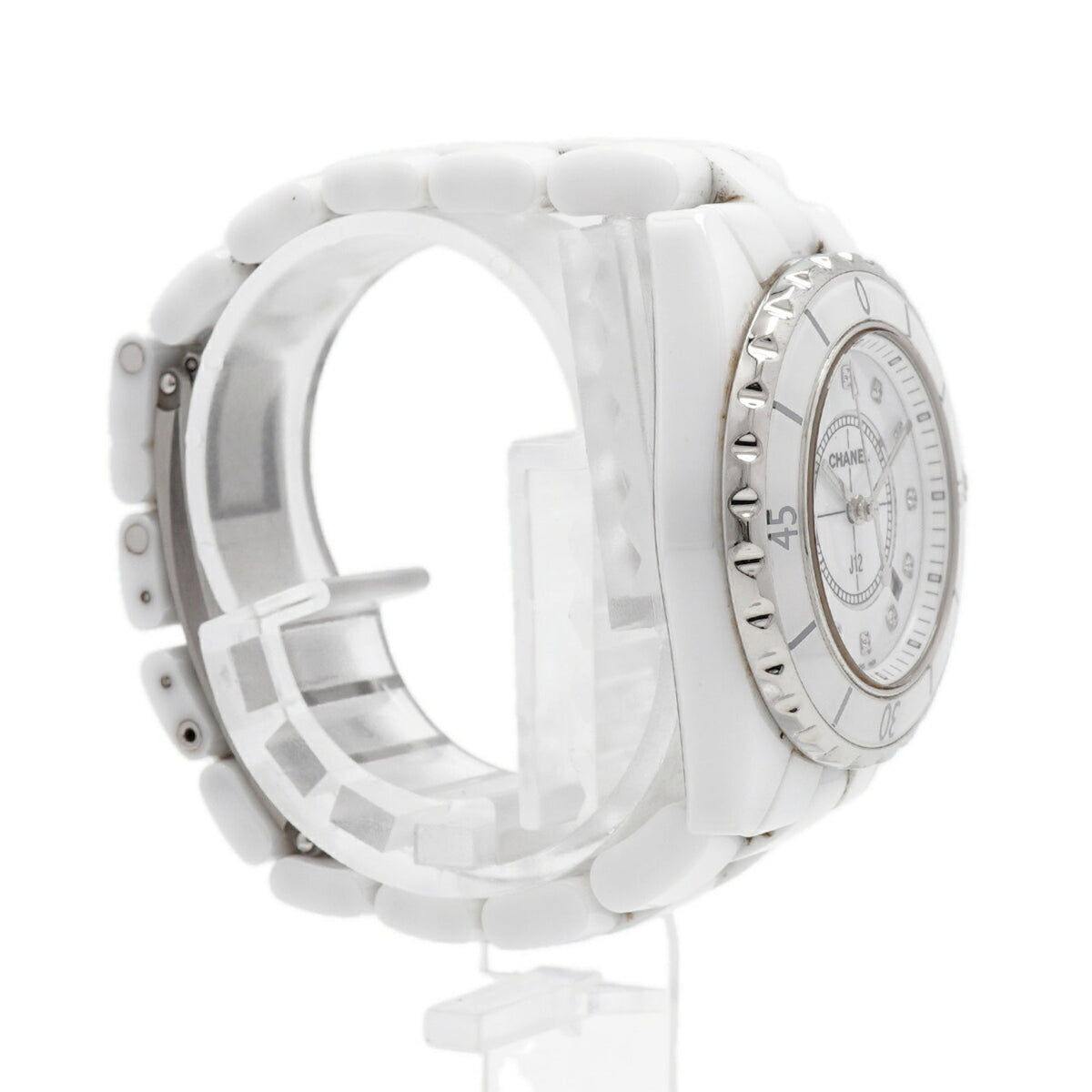 Chanel J12 12P Diamond H1628 White Dial 33mm Watch