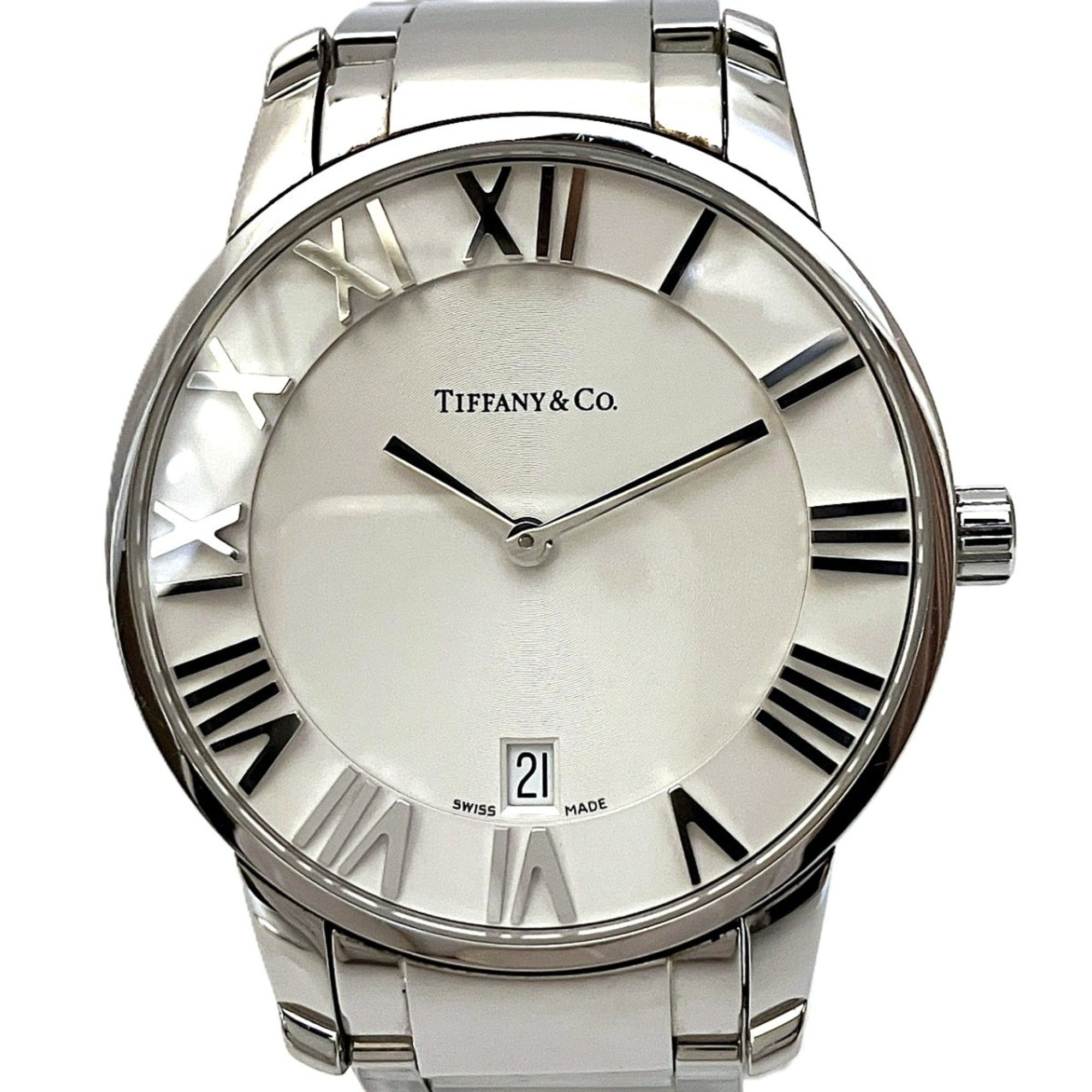 Tiffany & Co. Atlas Dome Z1800.11.10A21A00A horloge met witte wijzerplaat, 37 mm