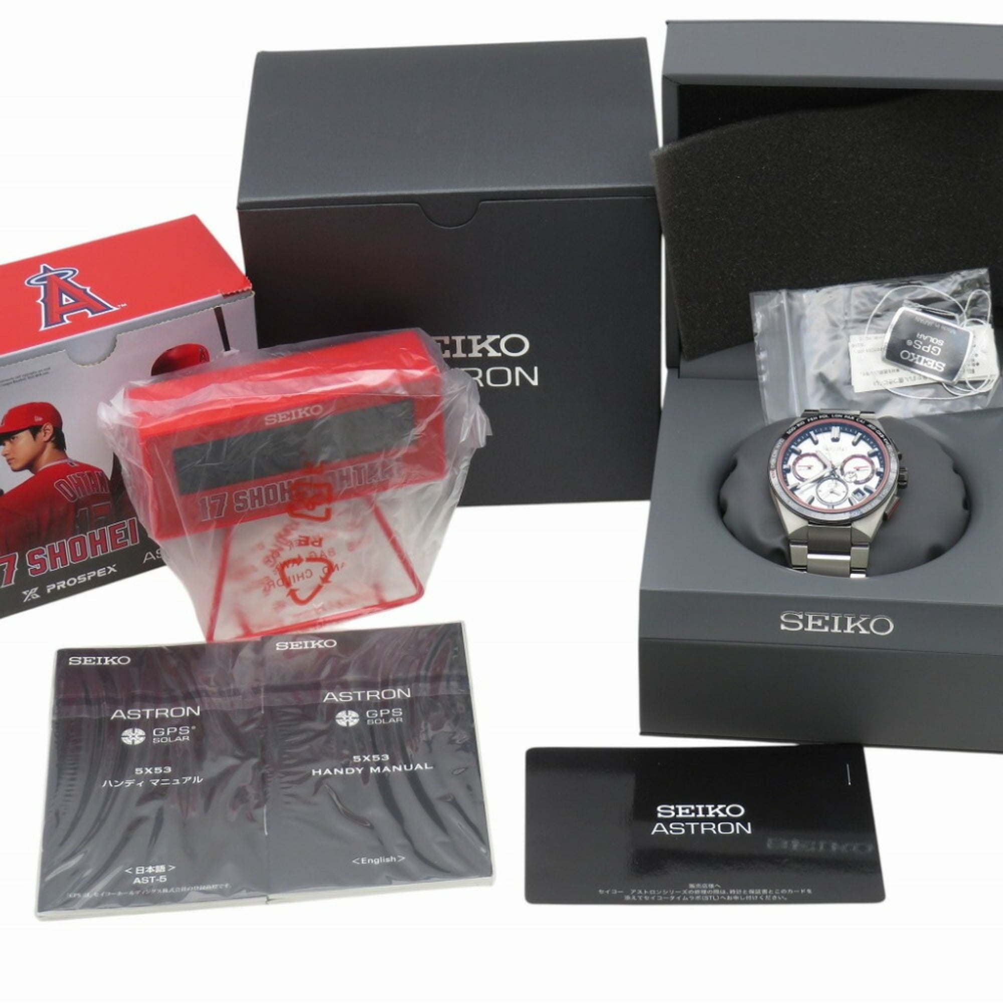 Seiko Astron Shohei Otani Modell – Solar-Funkuhr SBXC125 / 5X53-0BX0 Armbanduhr aus Titan/KeramikSilber 1528SEIKO, Herrenuhr