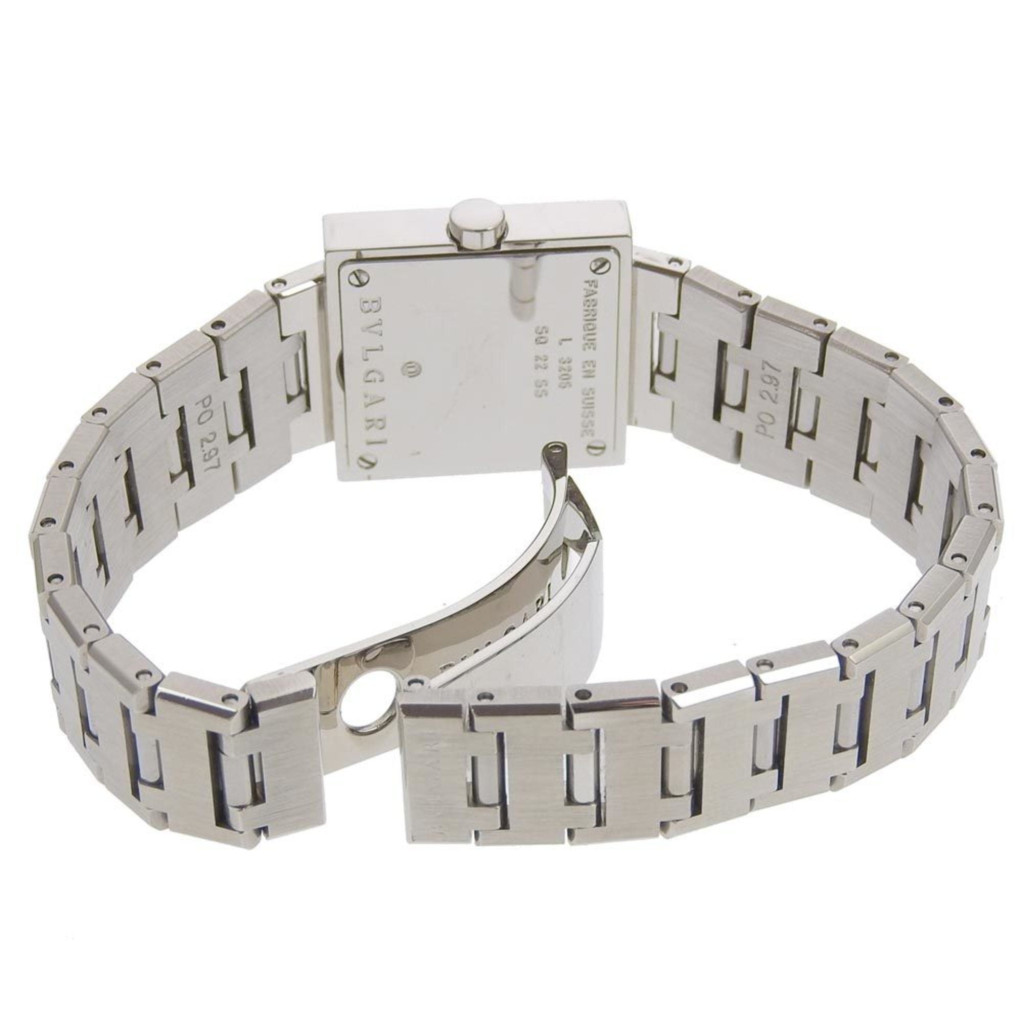 BVLGARI Quadrado SQ22SS roestvrijstalen horloge met quartz uurwerk, analoge wijzerplaat, zwarte wijzerplaat, voor dames