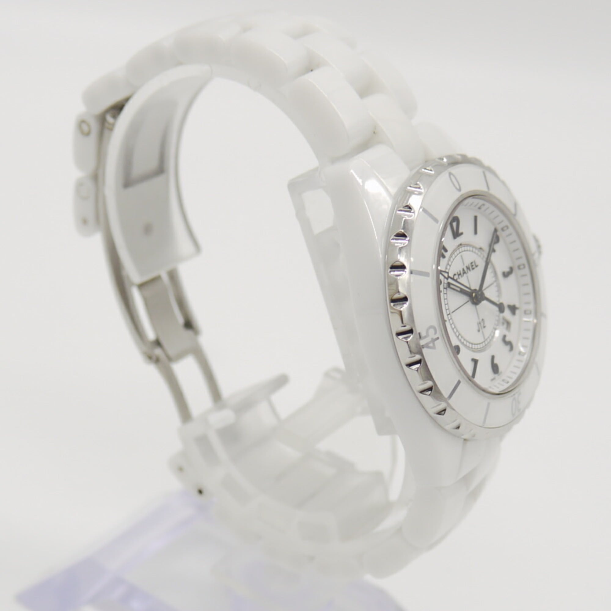 CHANEL J12 quartzhorloge van wit keramiek met wijzerplaat H0968