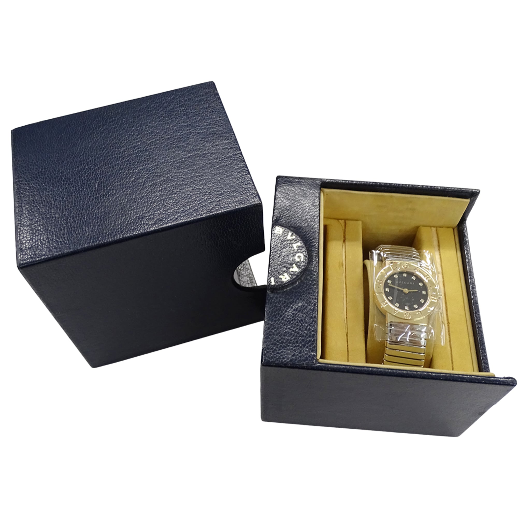 Bulgari BVLGARI Wo Brand: Tubogas 12-Diamond Quartz Movement 750YG (Yellow Gold) and 18K Stainless Steel (SS) Size L Bangle Round. (BB232T)