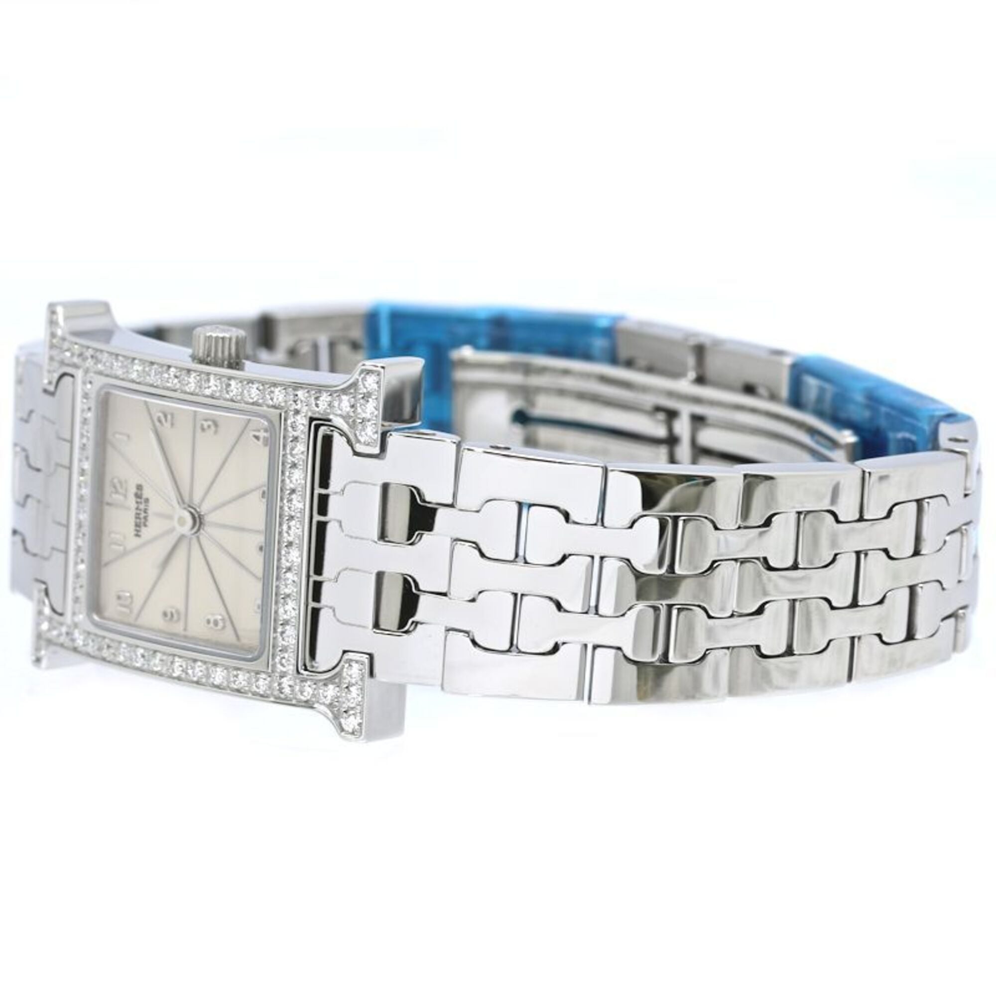 HERMES H- with diamond bezel HH1.230.271 4804 wo stainless steel 40558
