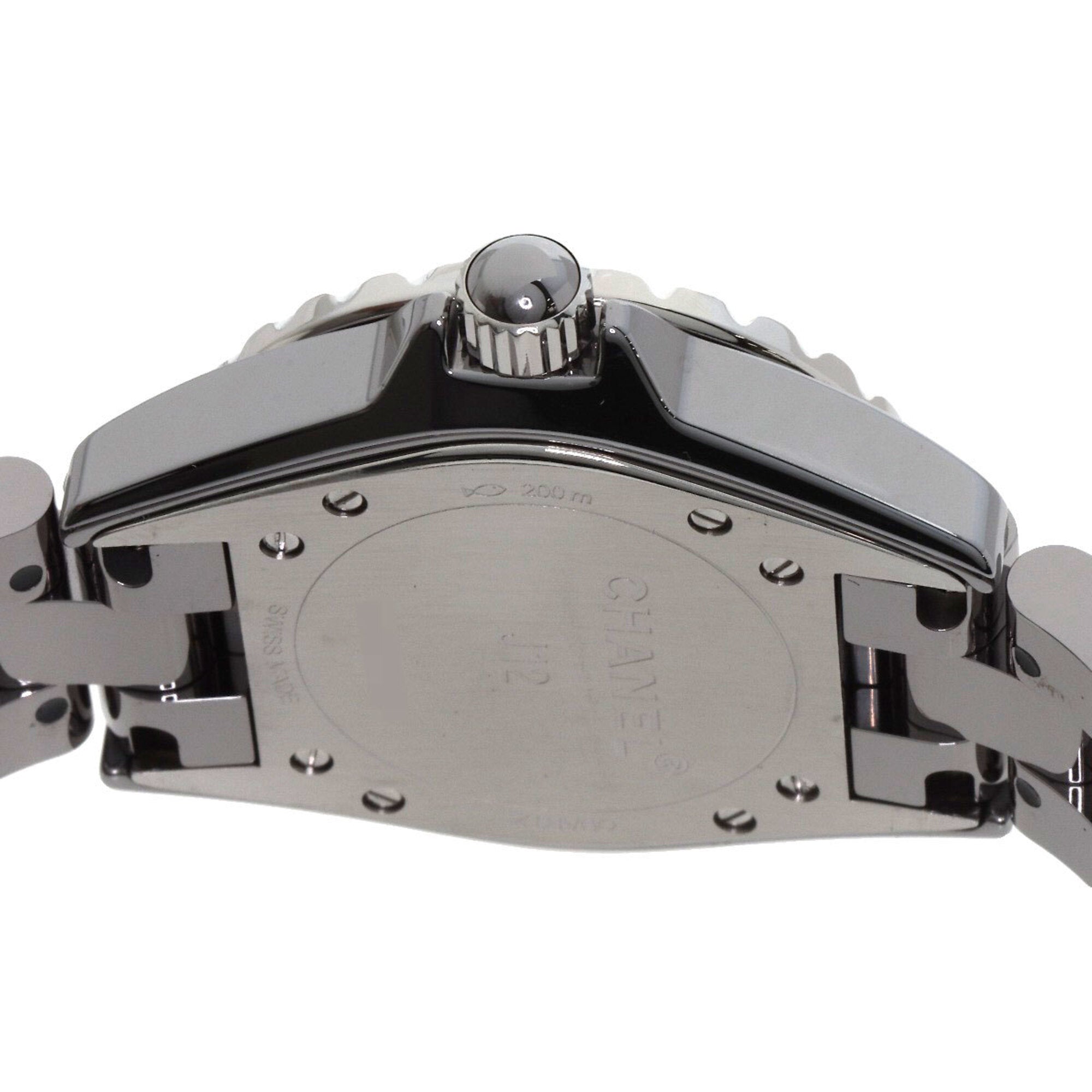 CHANEL H3241 J12 33 mm Chromatic 12P diamanten horloge van titaniumkeramiek/titaniumkeramiek voor dames