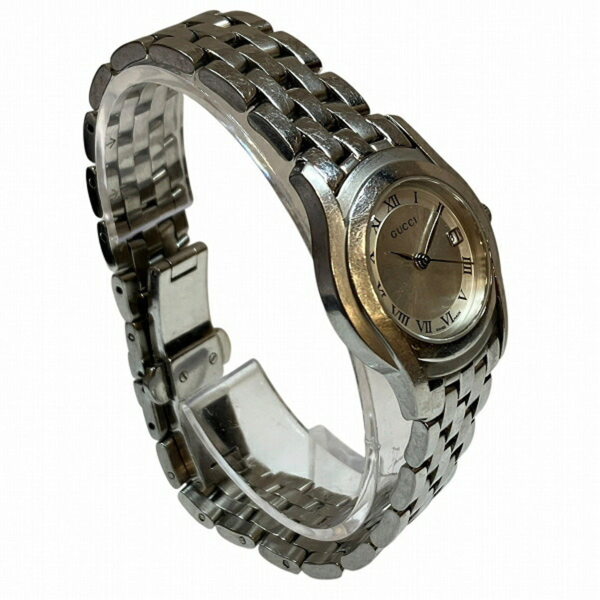Gucci 5500L Quartz Silver Dial Date Roman Numeral Watch for Women
