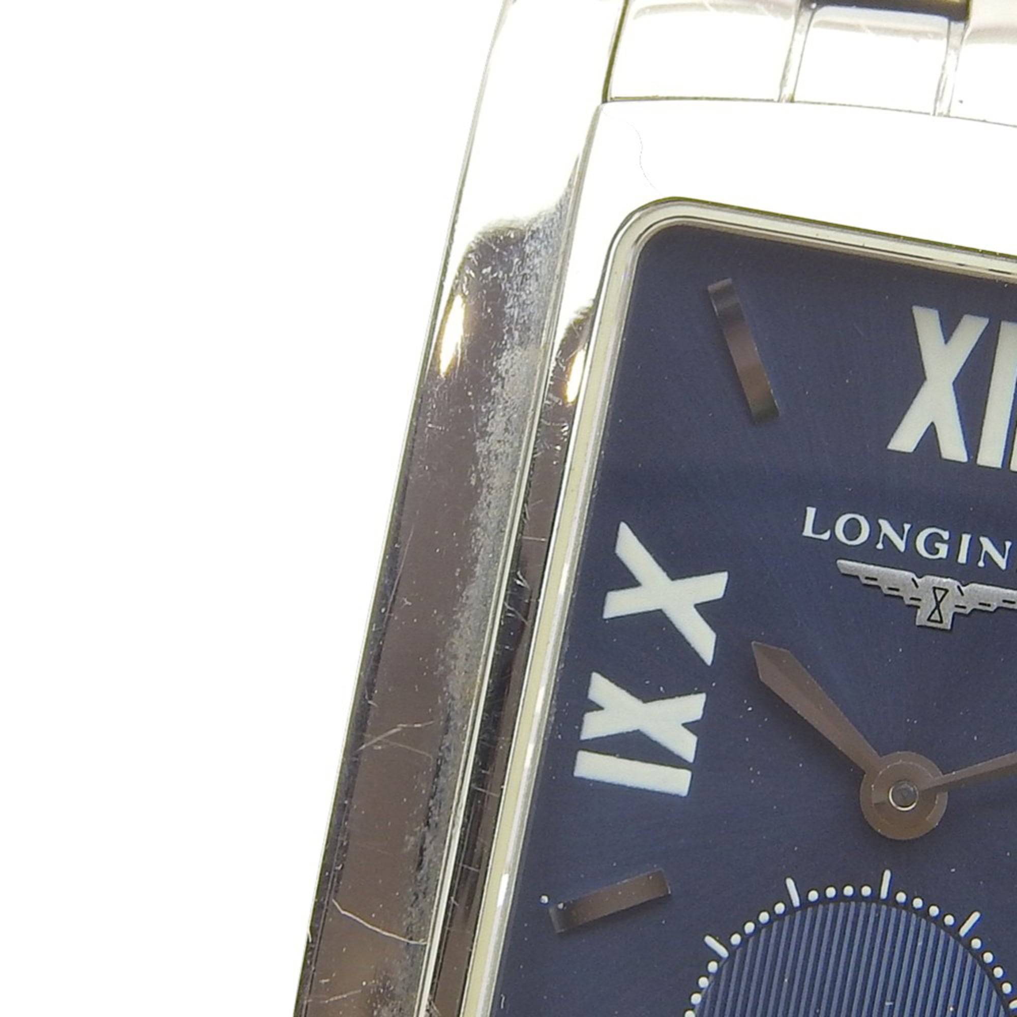 Longines DolceVita-horloge L5.655.4, roestvrij staal, zilverkleurig, quartz, kleine secondewijzer, marineblauwe wijzerplaat, herenmodel.