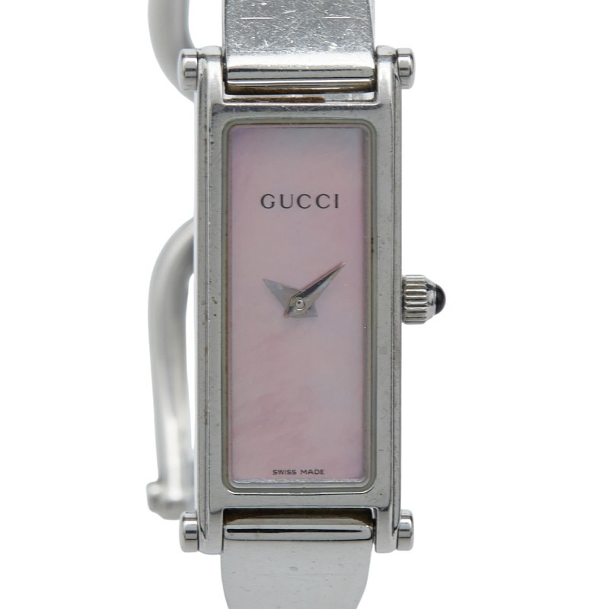 Gucci Bangle Watch 1500L Quartz Pink Dial Stainless Steel Women's GUCCI