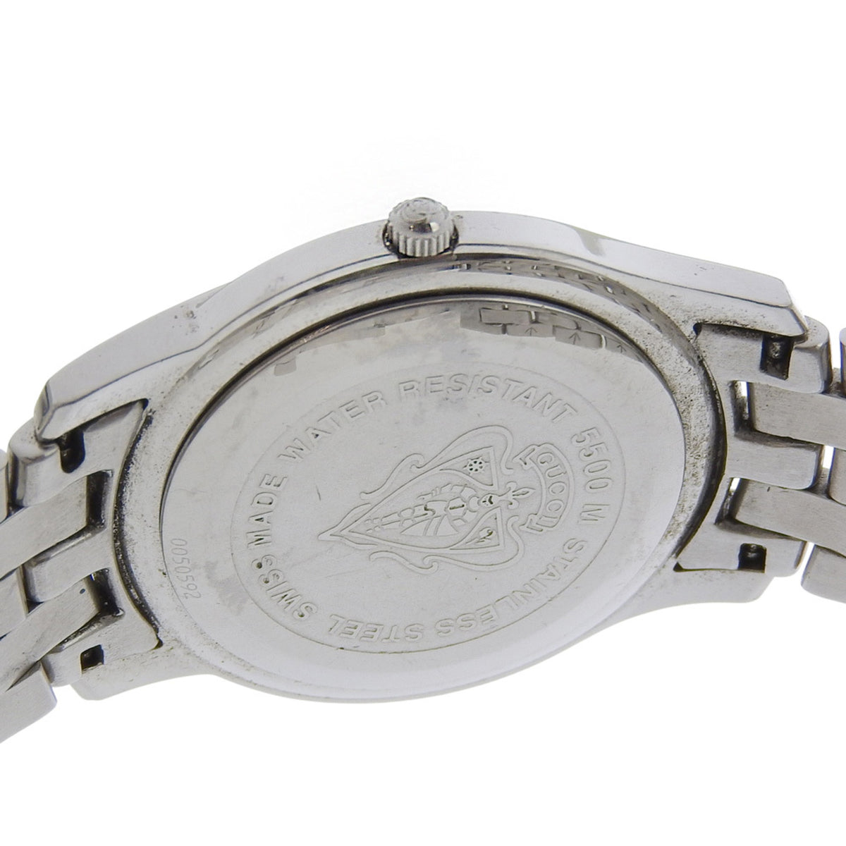 Gucci 5500M Stainless Steel Watch, Silver, Quartz, Analog Display, Silver Dial, Women's Watch