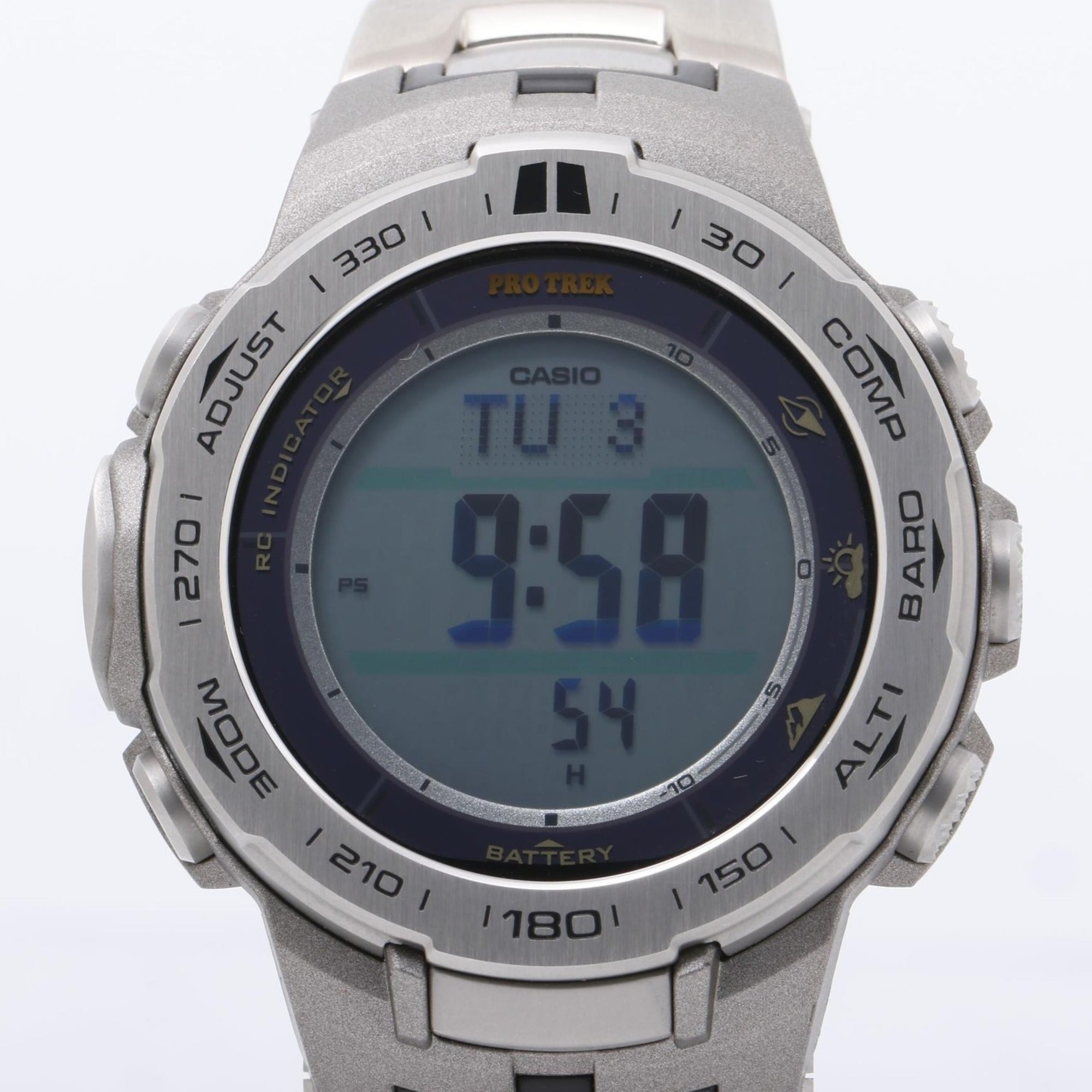 CASIO Pro Trek Triple Sensor Line PRW3100T7JF Men's Digital Watch in Silver, Stainless Steel and Titanium