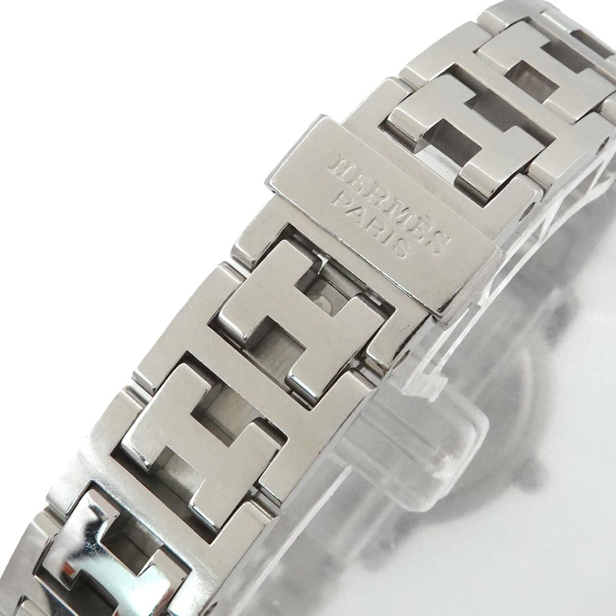 Hermes Clipper Nacre CL4 210 Wo Date Display Pink Shell Quartz