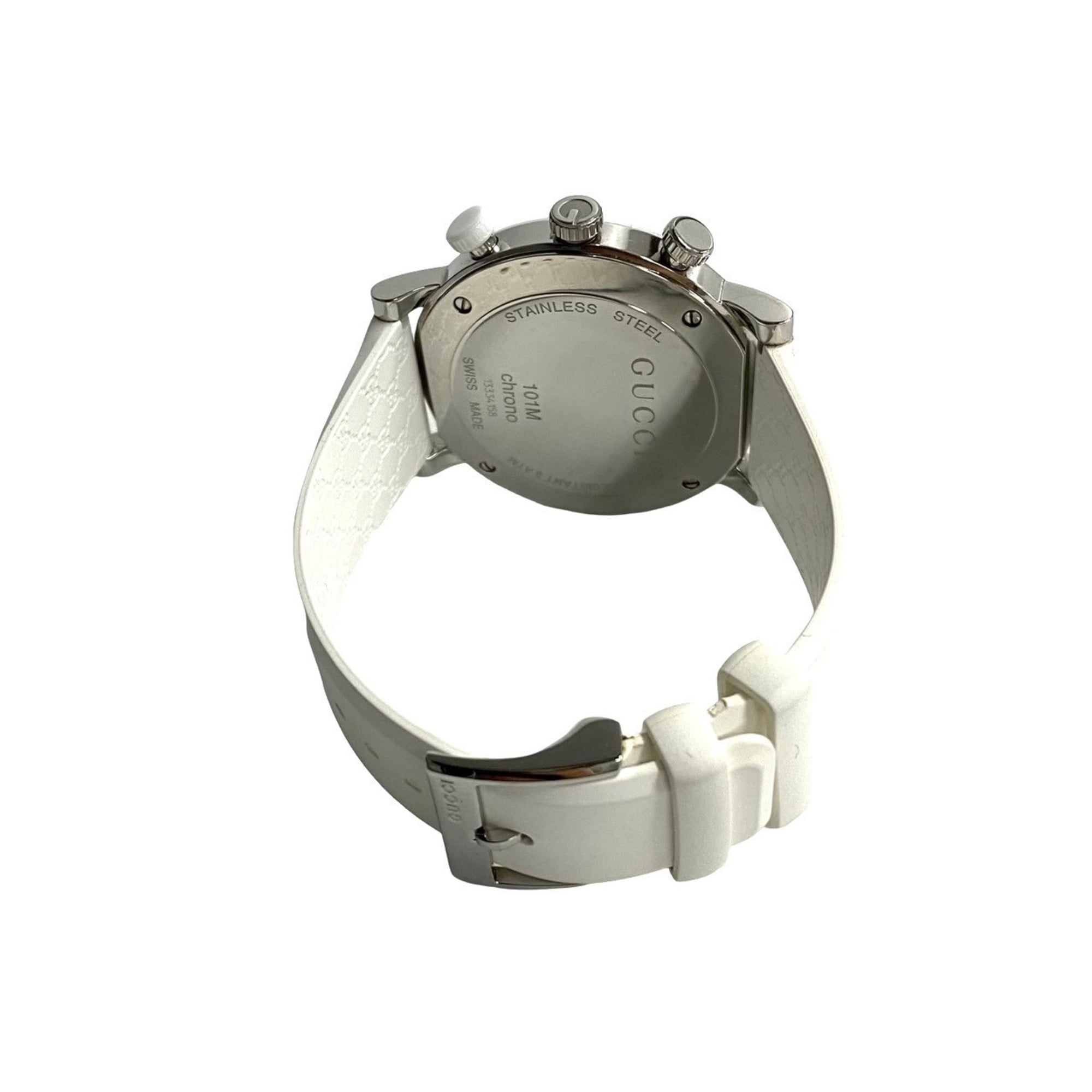 GUCCI G Chrono quartz-horloge van roestvrij staal voor heren, wit en zilver, 29963