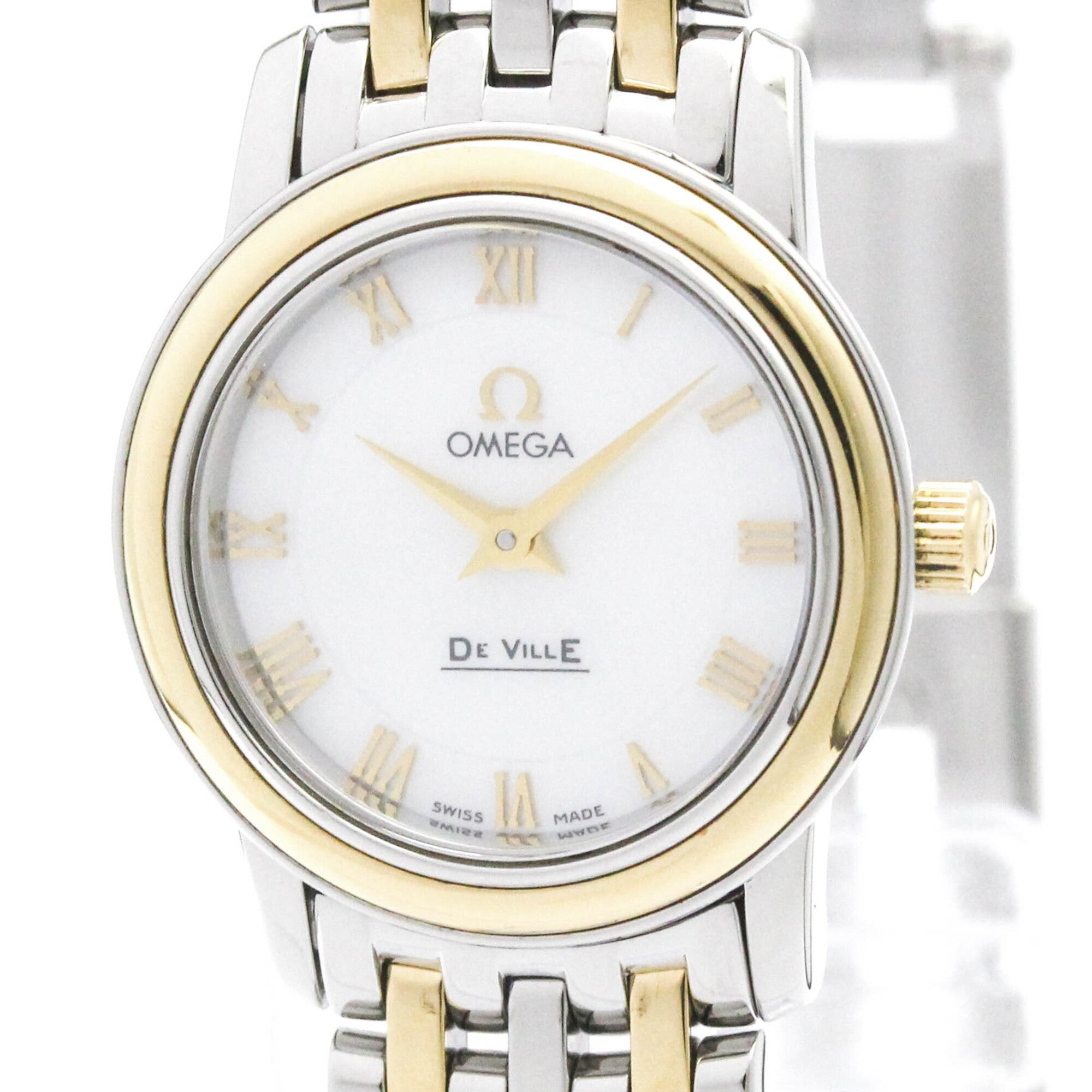 OMEGA De Ville Prestige MOP 18K Gold Steel Quartz Ladies Watch 424.20.24.60.05.001 Polished