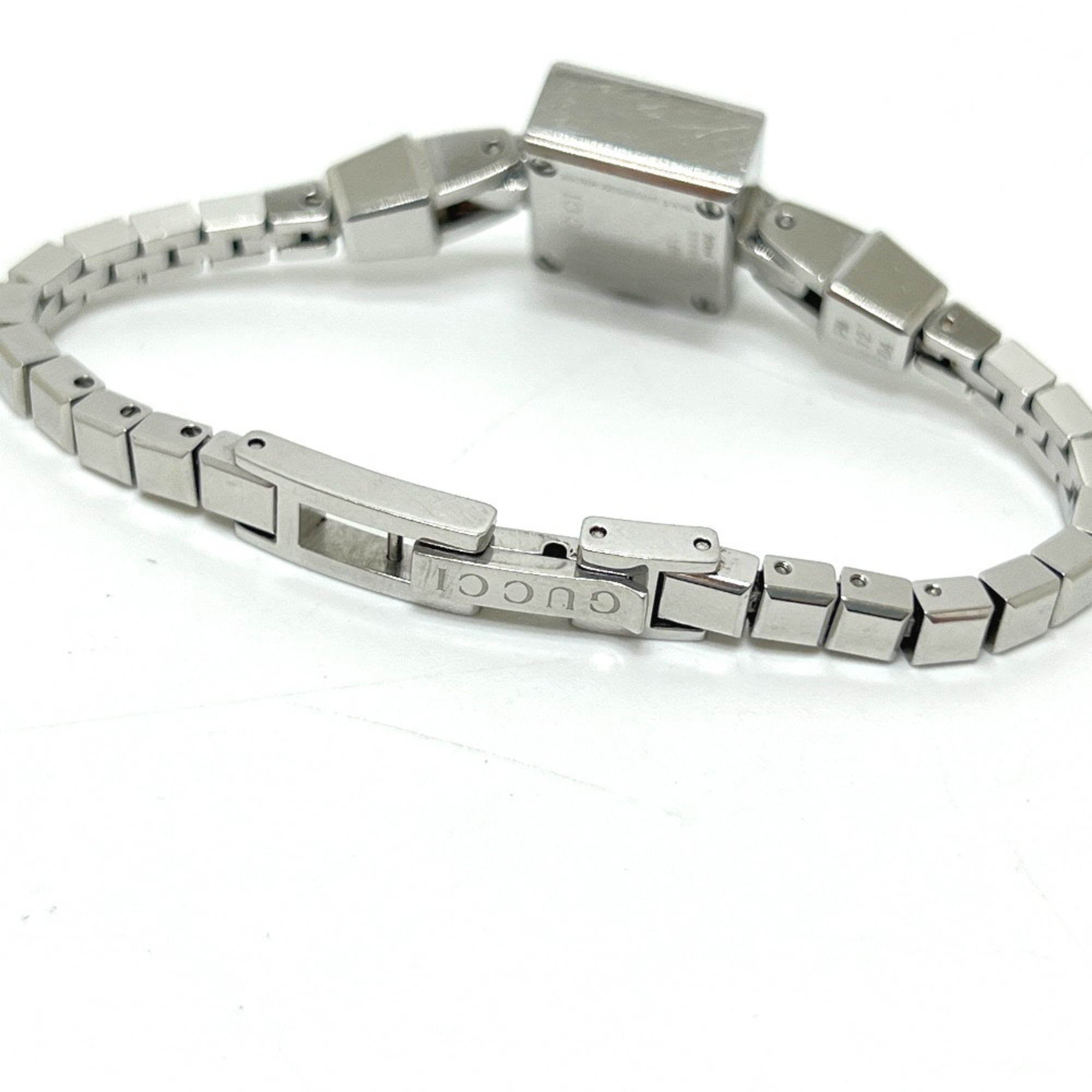 GUCCI 102 G Mini Quadratisch Chain Quarz-Uhr, Edelstahl, Damen, Silber
