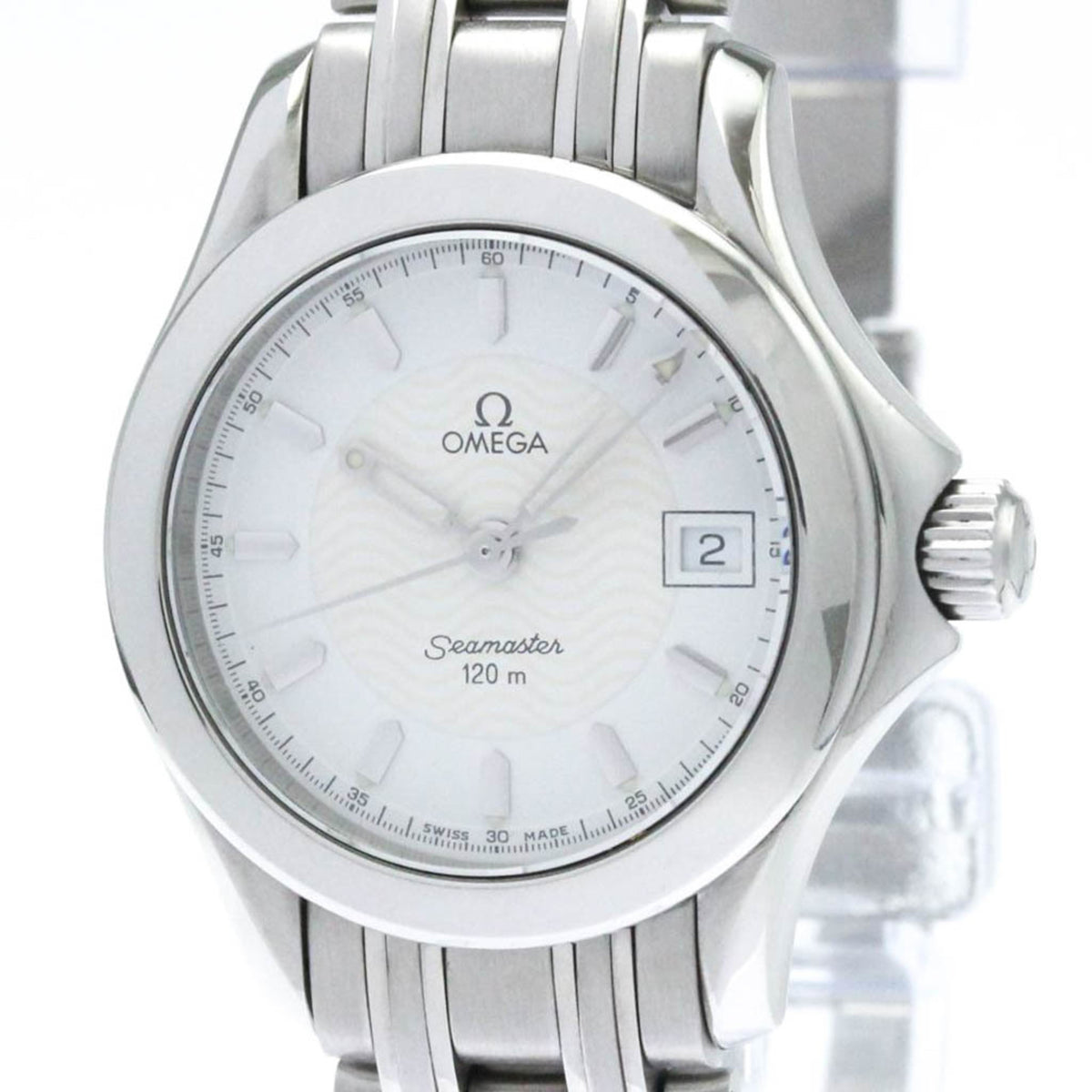 OMEGA Seamaster120M 2571.21 Date white Dial Quartz Ladies Watch_944118 OMEGA Seamaster 120M Steel Quartz Ladies Watch 2571.21Polished main image 4