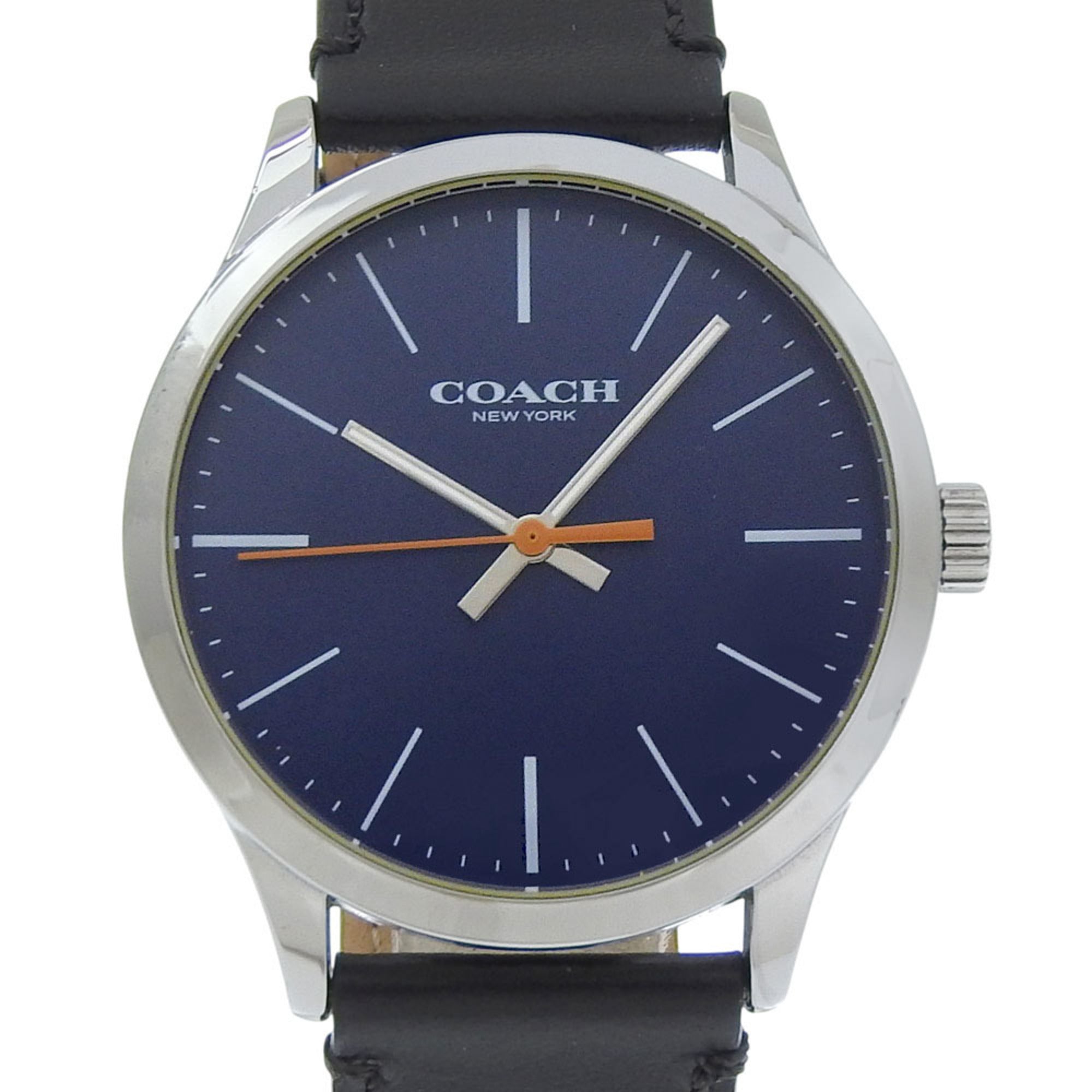 Coach watch CA.118.112.1640, stainless steel, quartz, analog display, blue dial, men's.