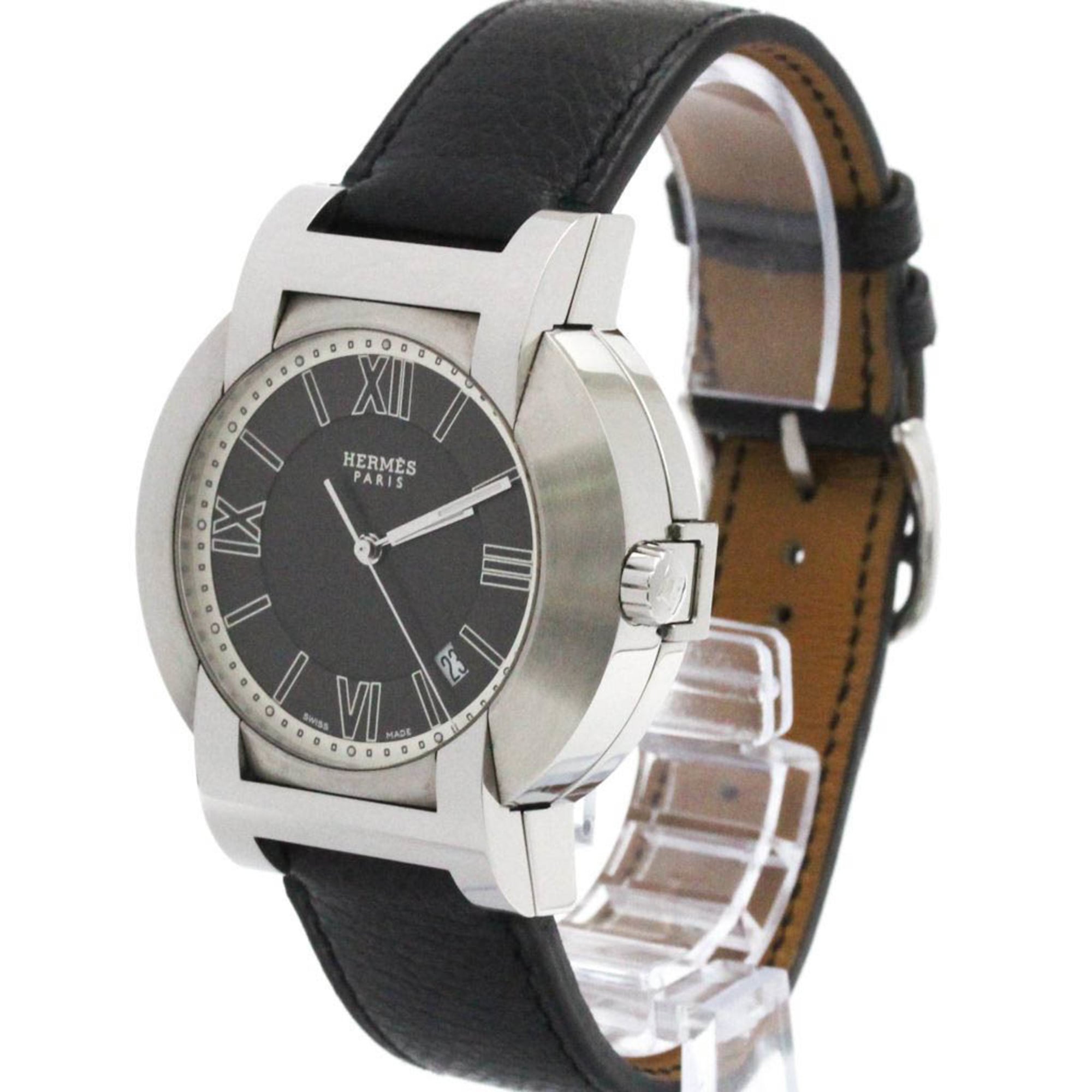 HERMES Nomade Compass Steel Auto Quartz Mens Watch NO2.910 Polished