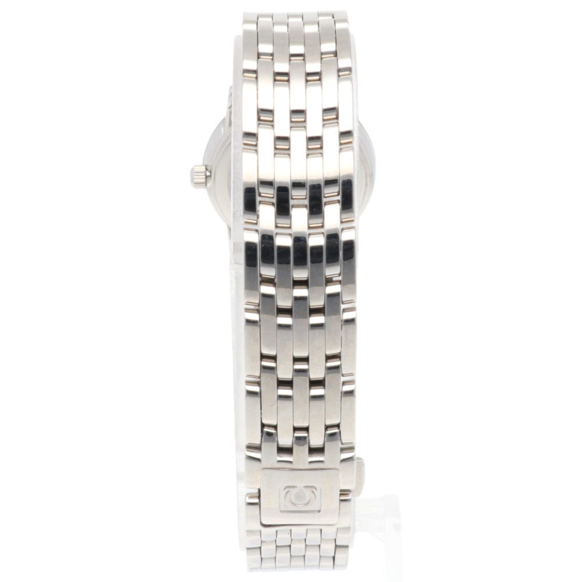Omega De Ville watch, stainless steel quartz, polished, 59518XXX, ladies', OMEGA, white mother-of-pearl bezel, diamond.