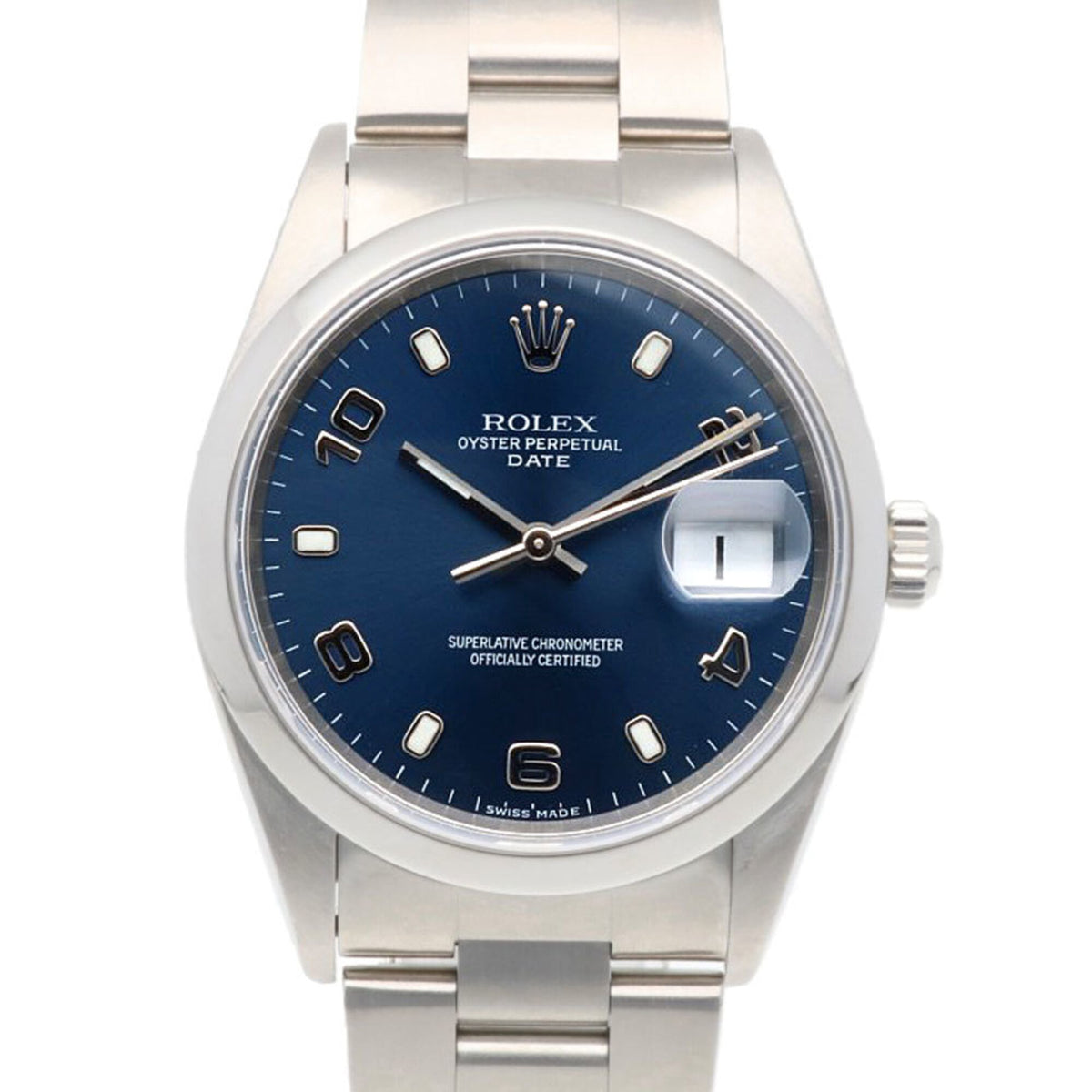 Rolex Datum Oyster Perpetual 15200 mit marineblauem Zifferblatt, 34 mm Uhr