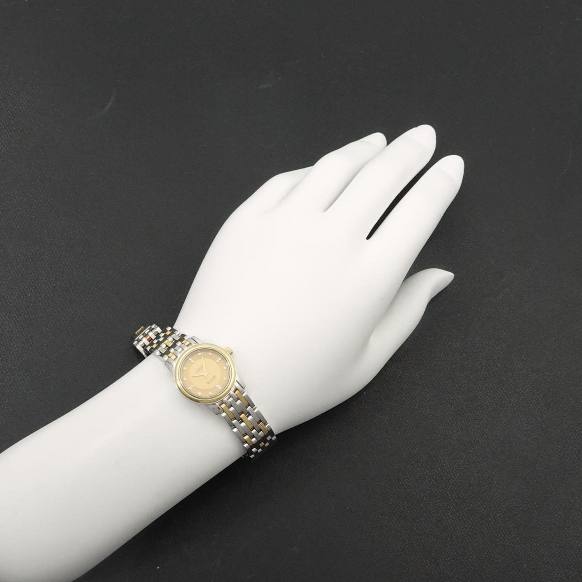 Omega De Ville Prestige Combination 4370 16 Damenuhr 16P Diamant Gelbgold Quarz