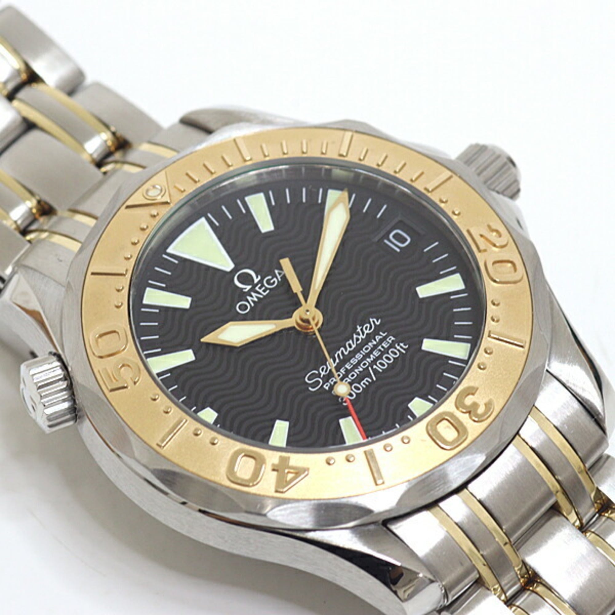 Omega OMEGA 2453.50 Seamaster 300 Professional jongenshorloge, roestvrij staal/geelgoud, zwarte wijzerplaat, automatisch