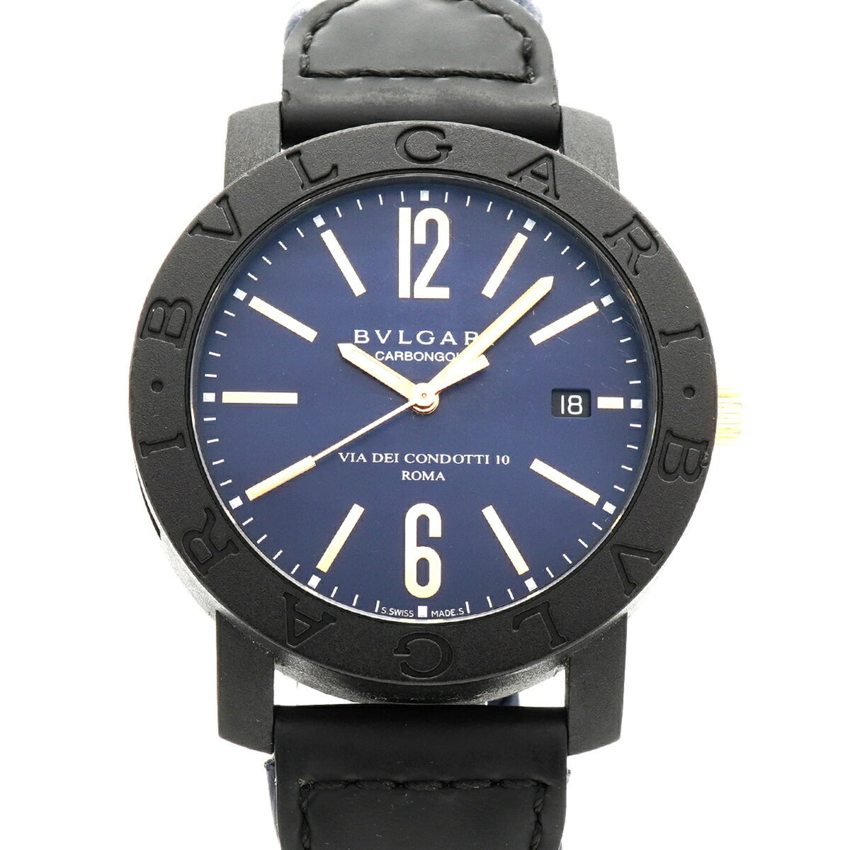 Bvlgari Carbon BB40CL horloge met blauwe wijzerplaat 40mm