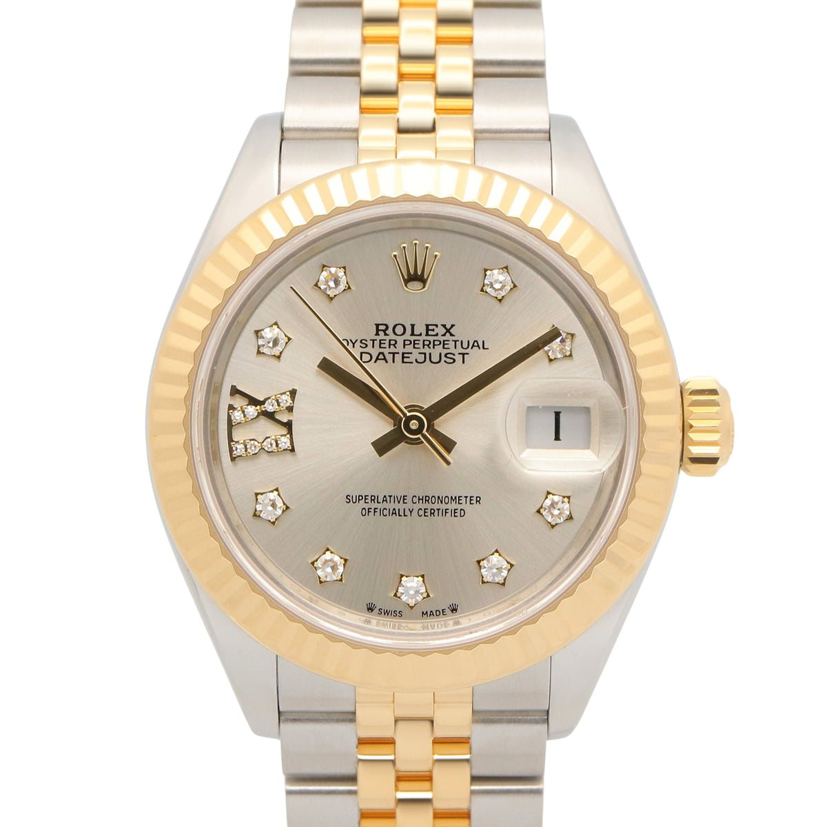 Rolex Datejust 28 9P IX Diamond 18K ( 279173G Silver Dial 28mm Watch