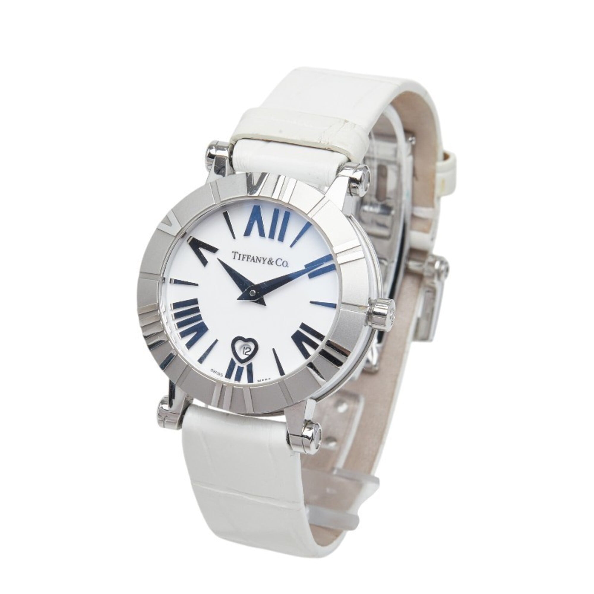 Tiffany & Co. Atlas Heart Watch Z1300.11.11A20A71A Quartz White Dial Stainless Steel Leather Strap Ladies' TIFFANY&Co.