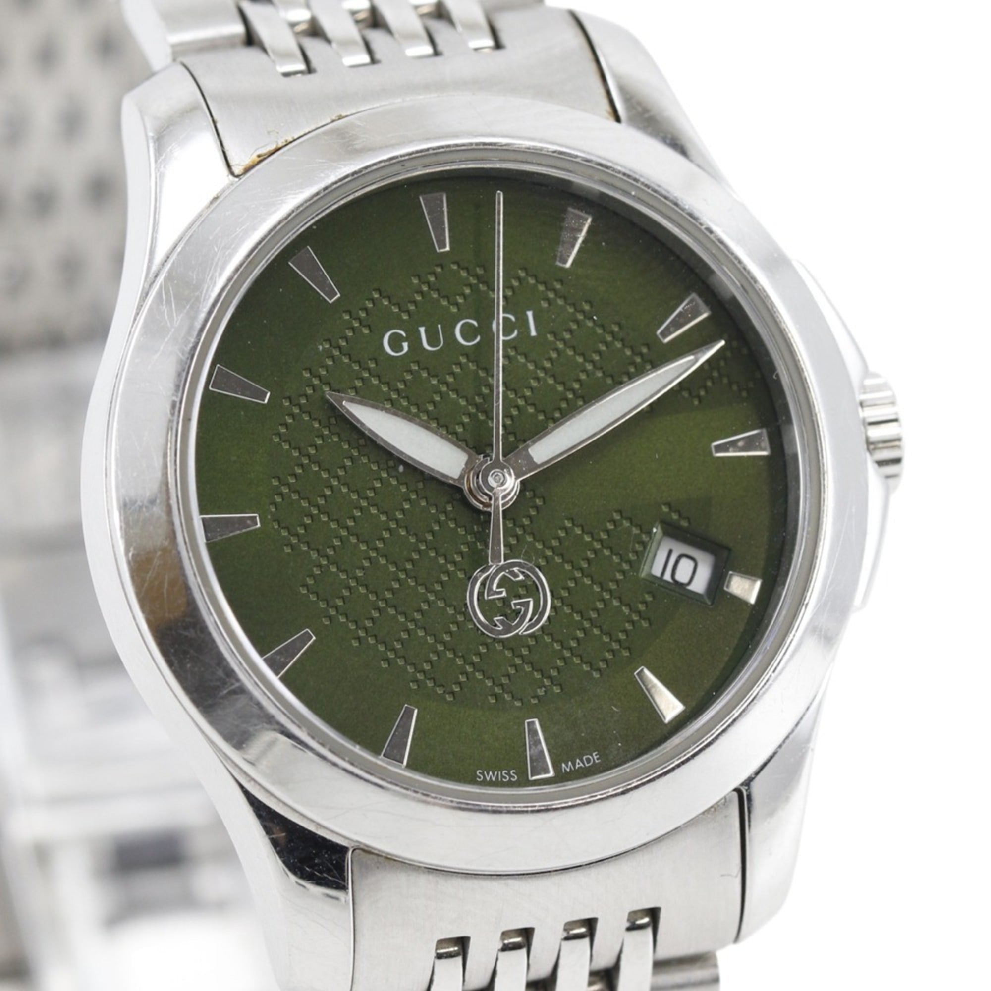 Gucci GUCCI-horloge 126.5 Roestvrij staal, quartz, analoog, groene wijzerplaat, damesmodel