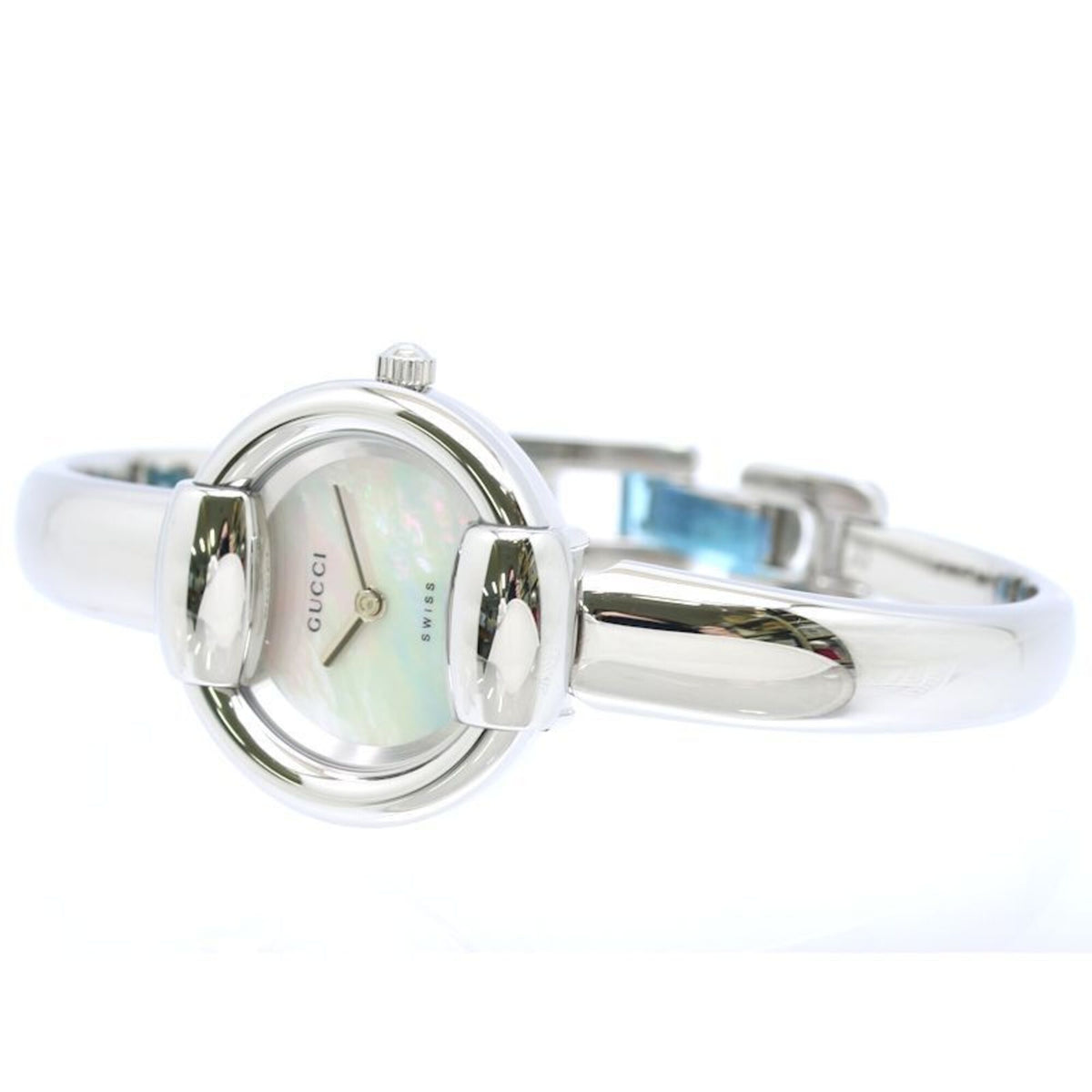 Gucci Armreif YA014510 1400L Weiß Zifferblatt aus Muschel 27 mm Uhr