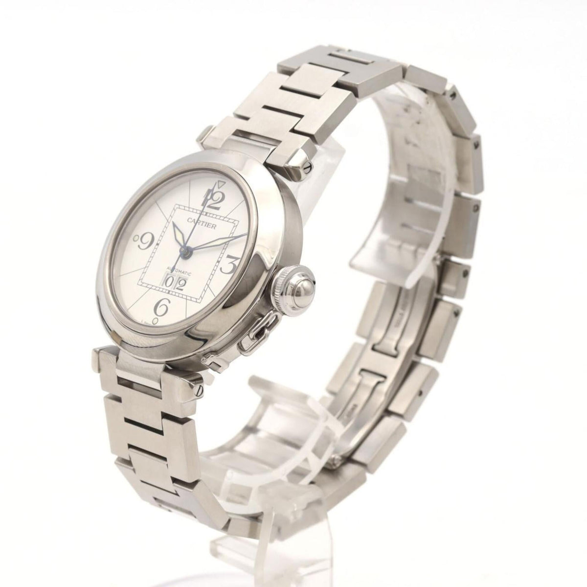 Cartier Pasha C Grande Datum W31055M7 Weiß Zifferblatt 35 mm Uhr