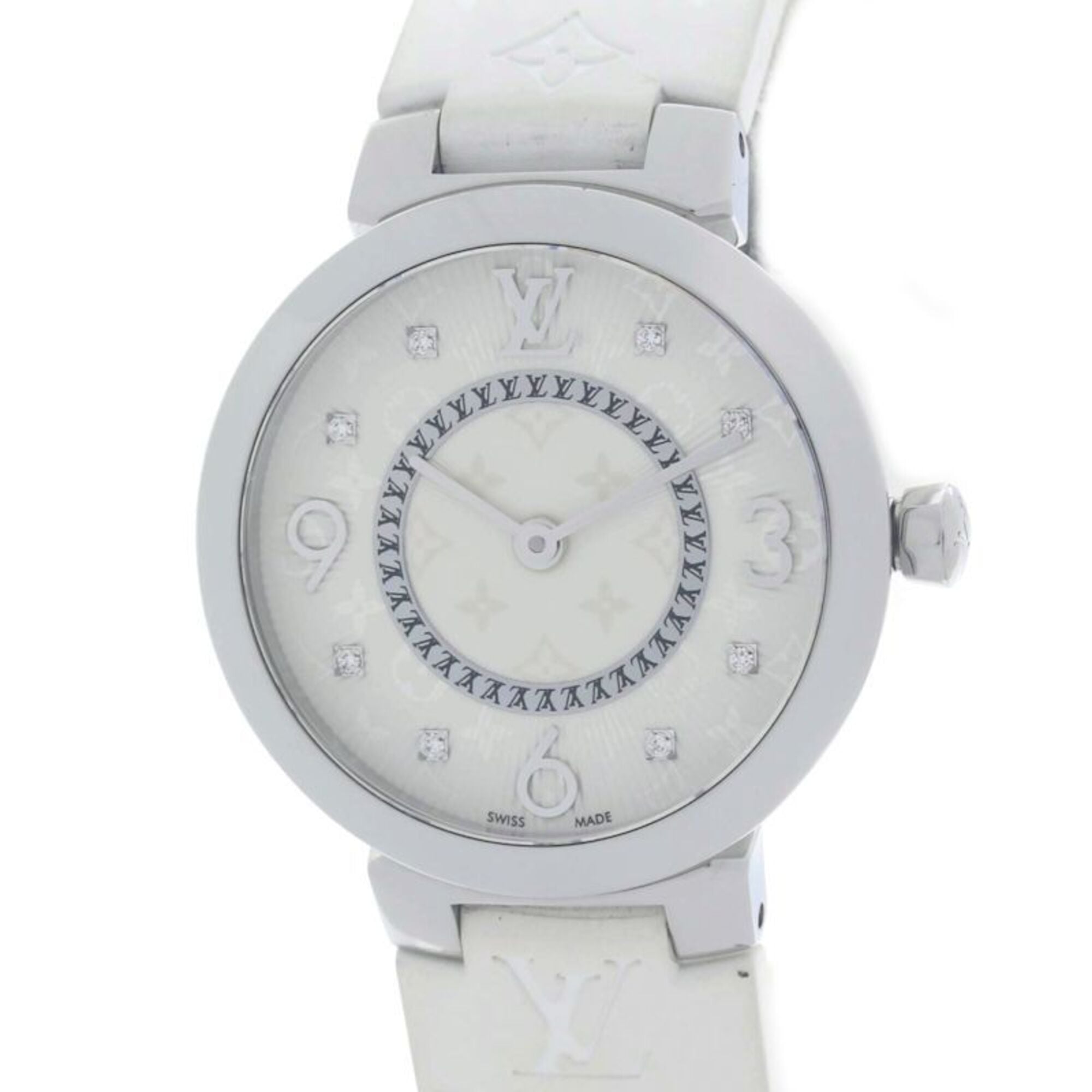 LOUIS VUITTON Tambour Slim PM Q12MGZ 8P Diamond Women's Watch 40363