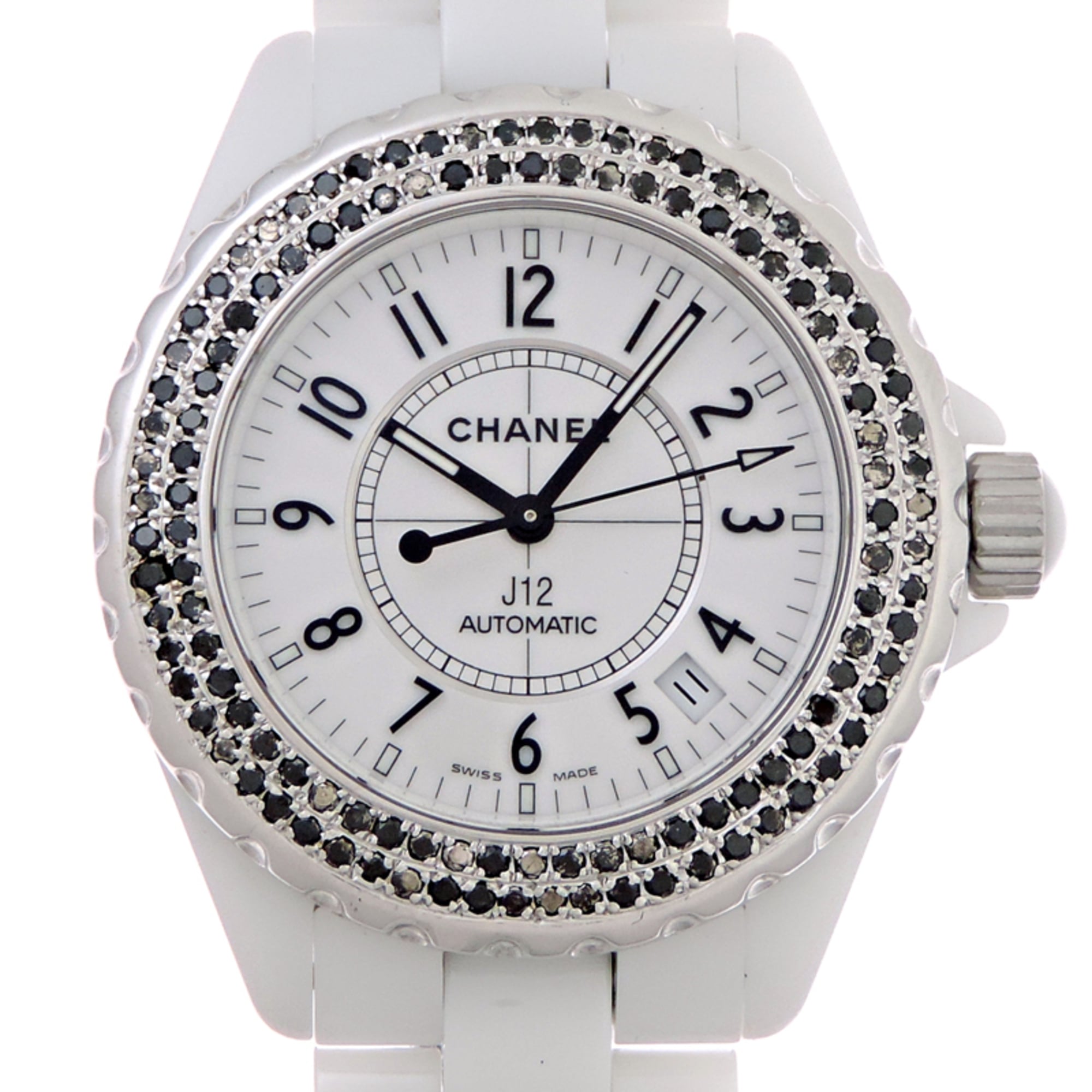 Chanel J12 38MM Bezel with Black Diamonds, Women's Watch H0970