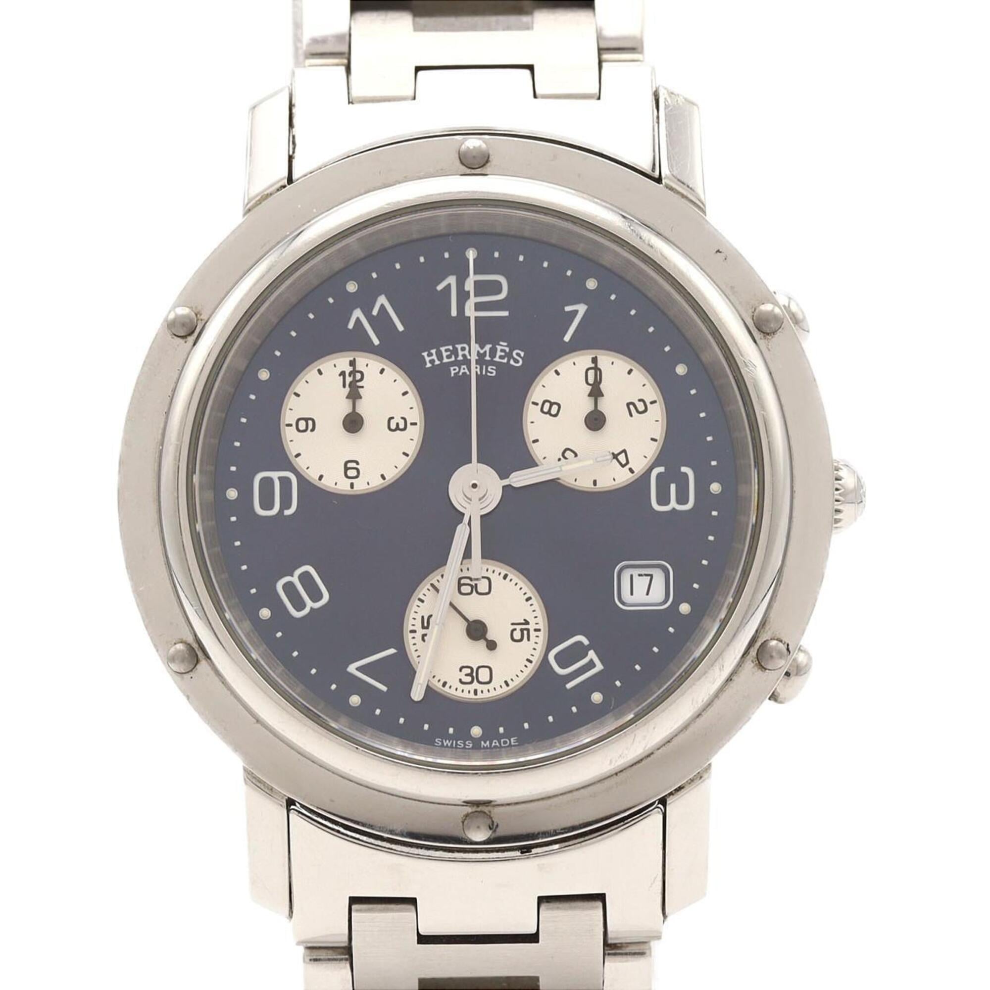 Hermes Clipper Chronograph CL1.910 SS Quartz Watch