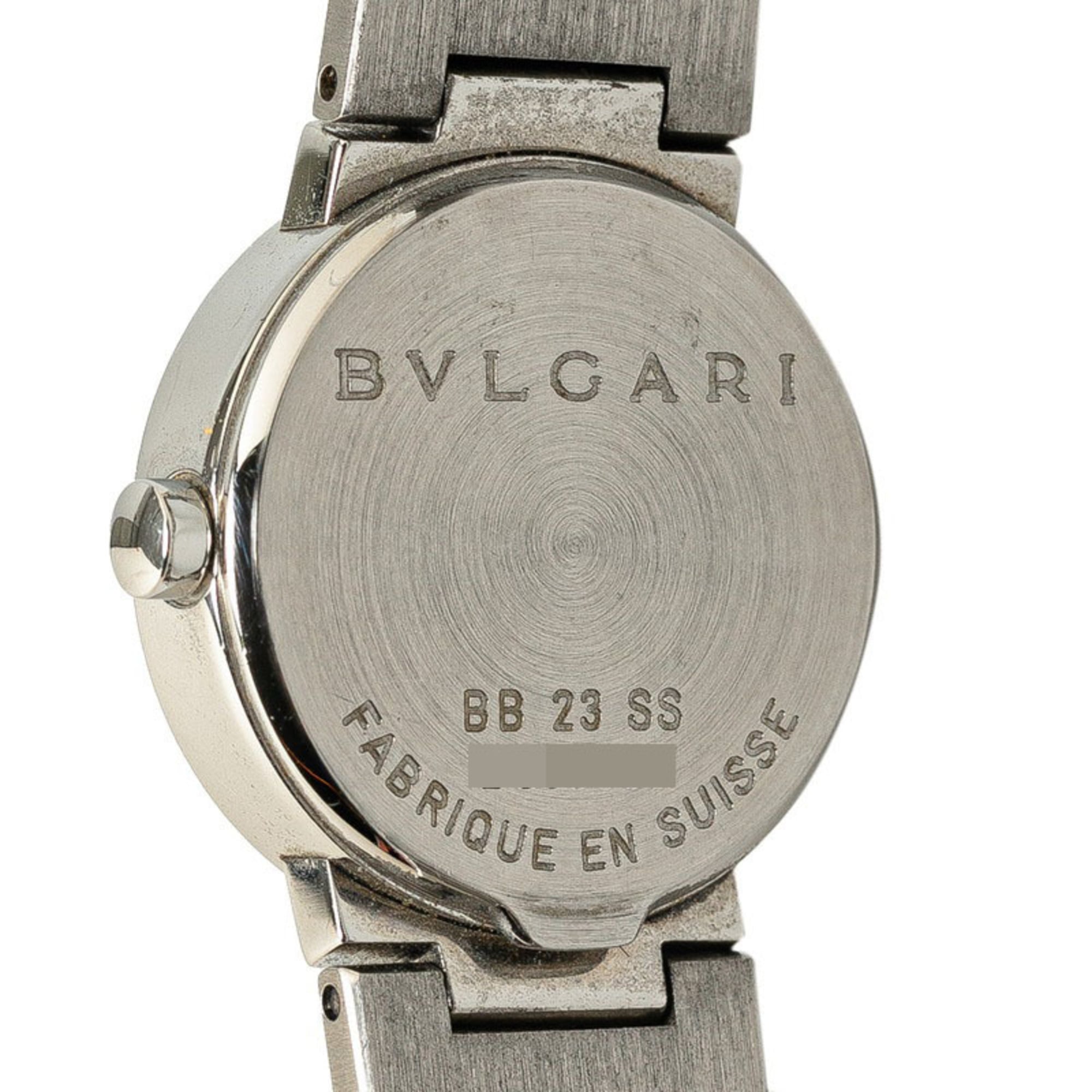 BVLGARI Uhr BB23SS Quarz Schwarz Zifferblatt, Edelstahl, Damenuhr