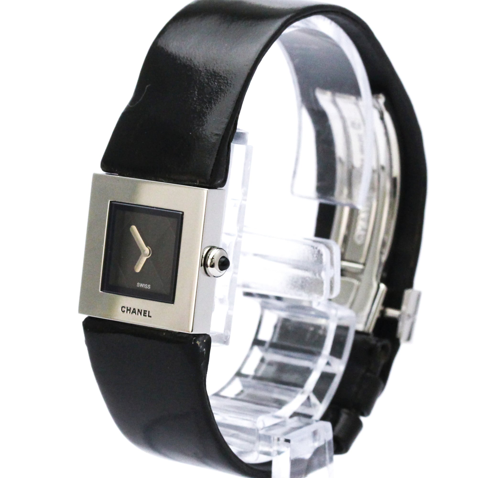 CHANEL Matelasse Steel Leather Quartz Ladies Watch H0116 Polished