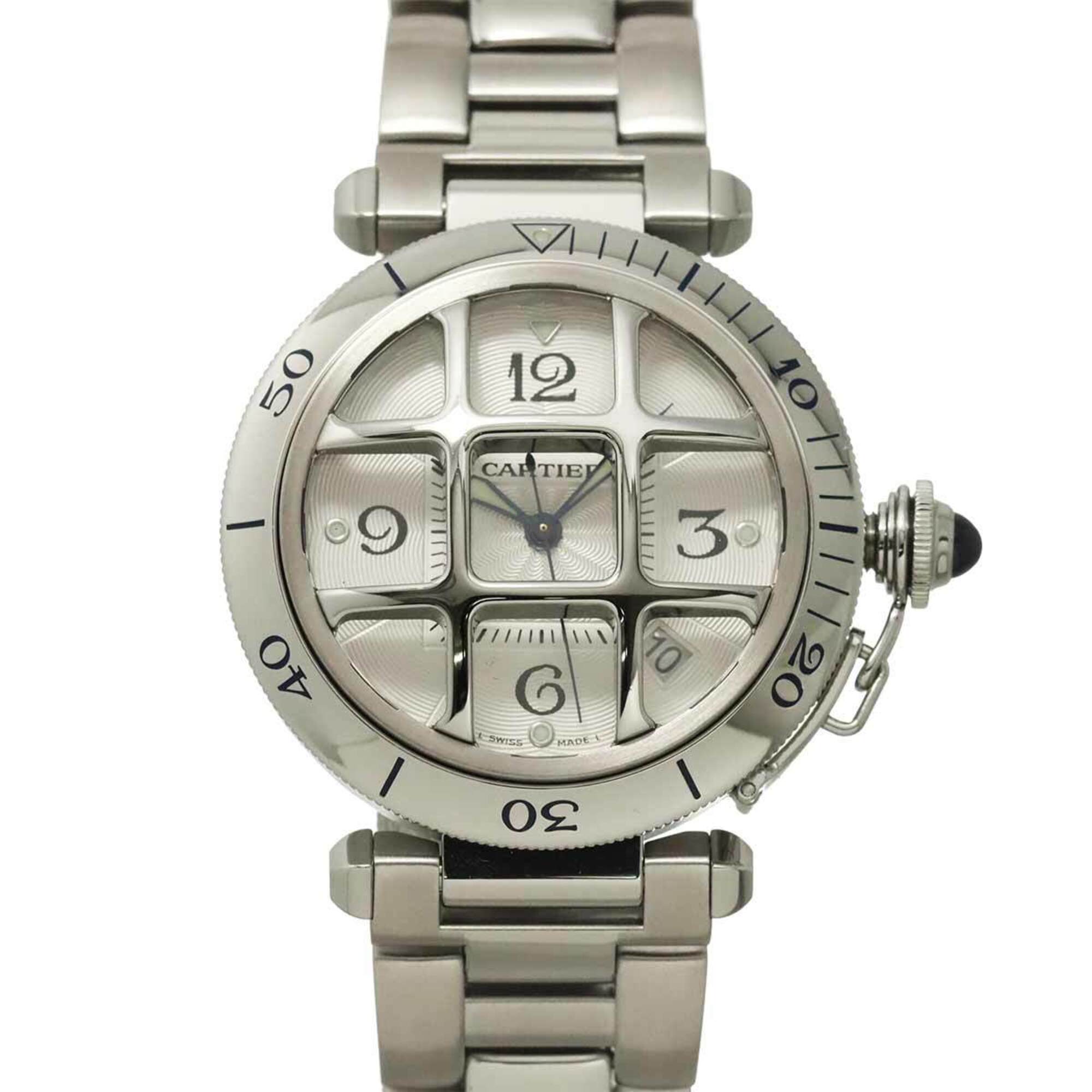 Cartier Pasha 38mm Grid W31059H3 Silver Dial 38mm Watch