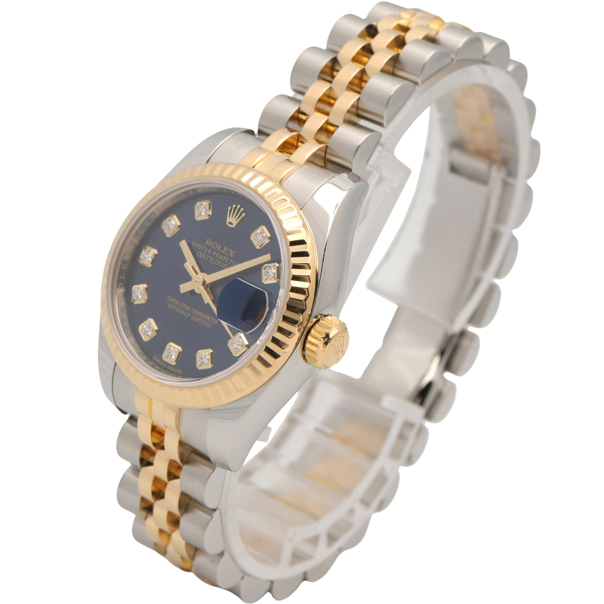 Rolex Datejust 10P Diamond 179173G Blue Dial 26mm Watch