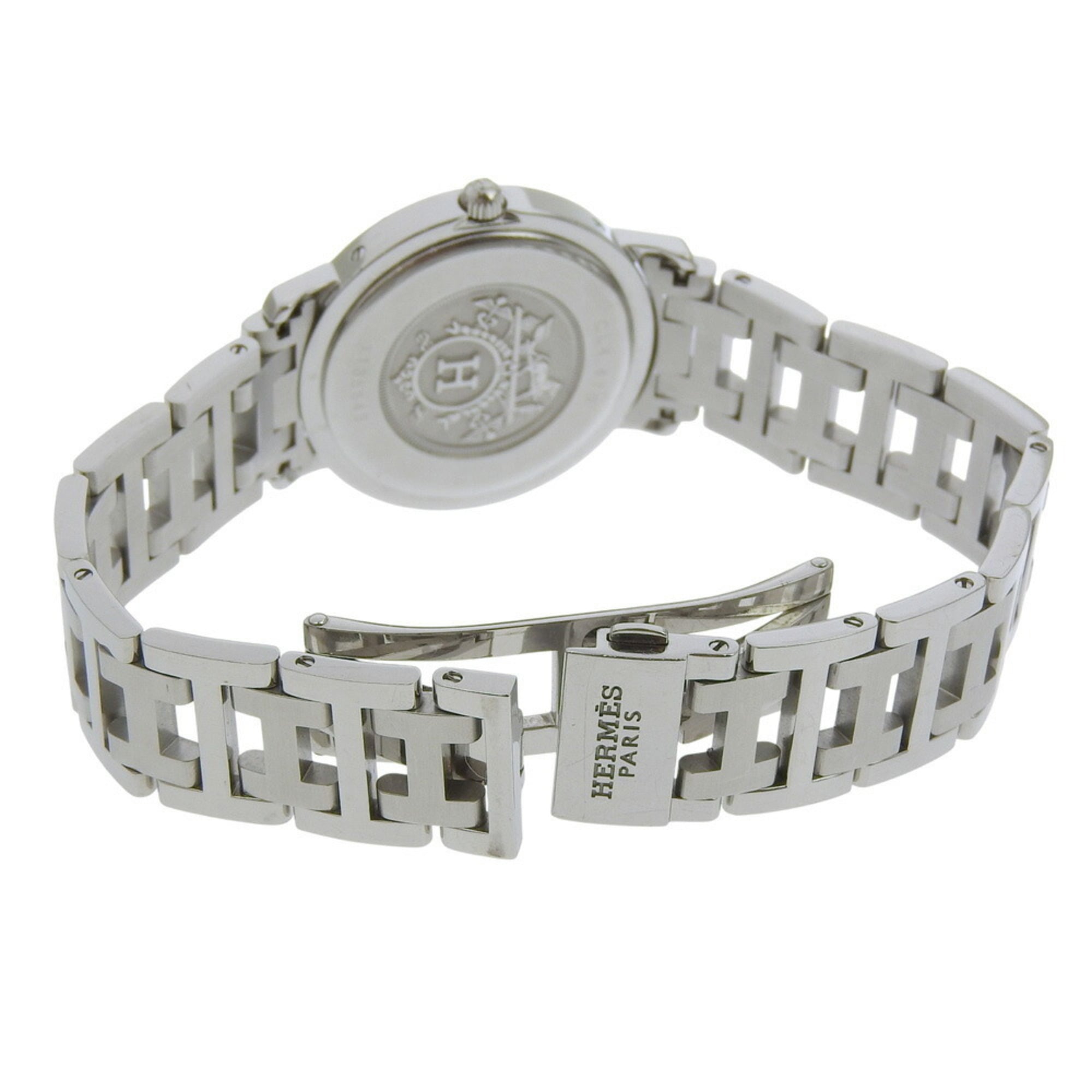 Hermès Clipper-horloge CL4.410, roestvrij staal, quartz, analoge wijzerplaat, roze wijzerplaat, voor jongens