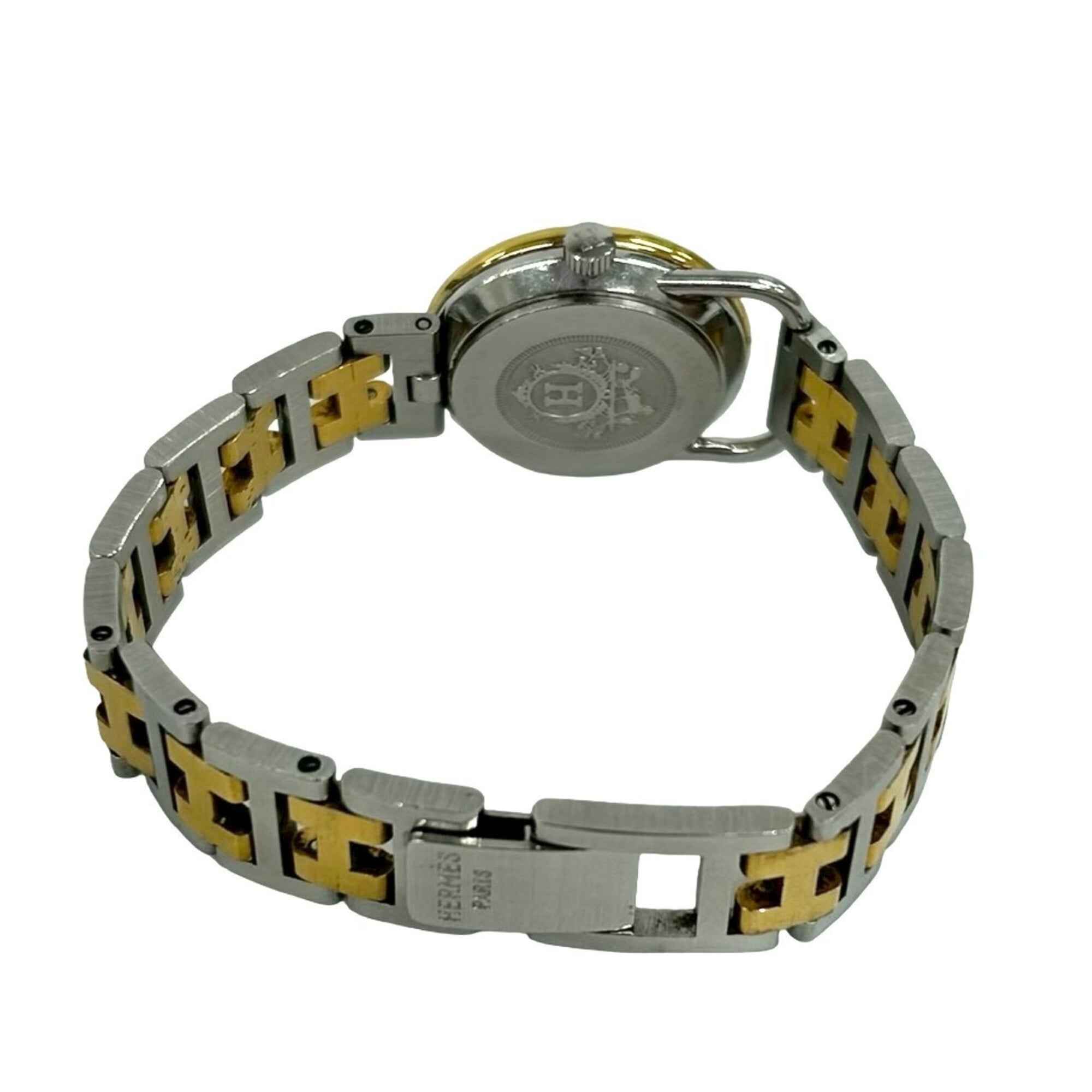 HERMES Vintage Profile GP Stainless Steel Quartz Gold 32947