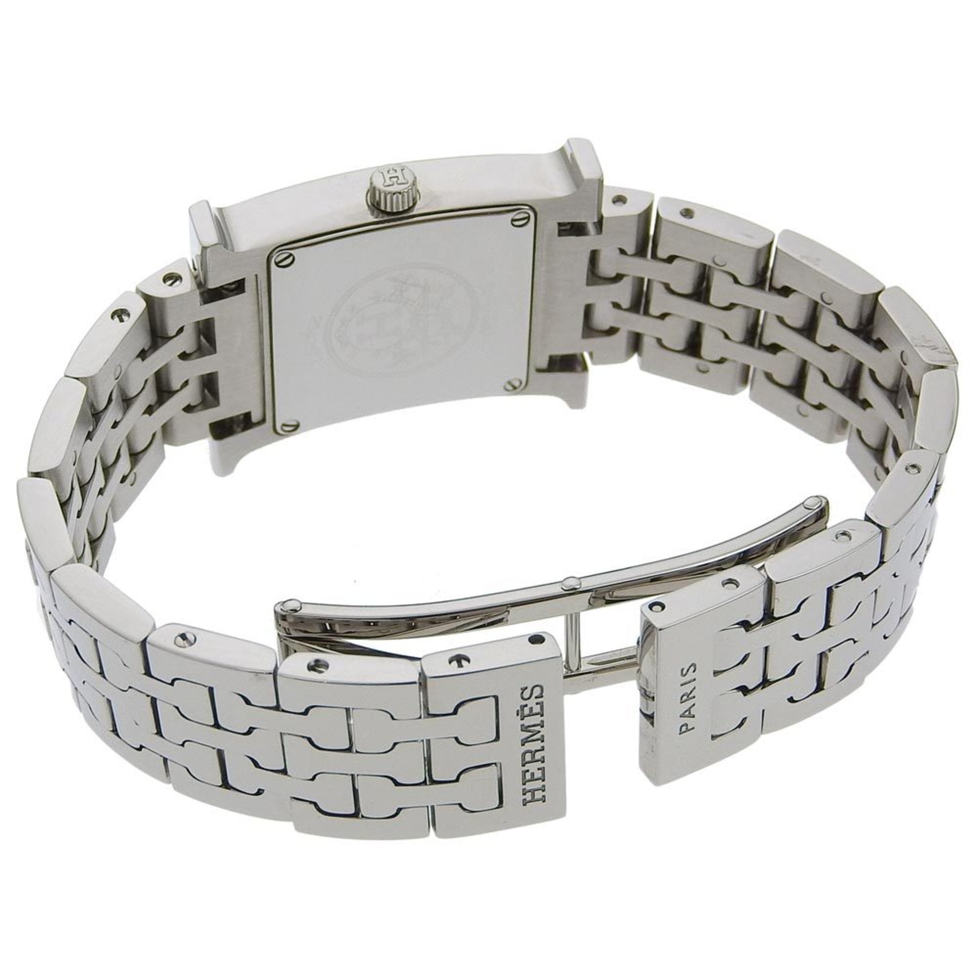 Hermes HERMES H Uhr mit Diamantlünette HH1.230 Edelstahl x Quarz Analoganzeige Elfenbein Zifferblatt Heure für Damen