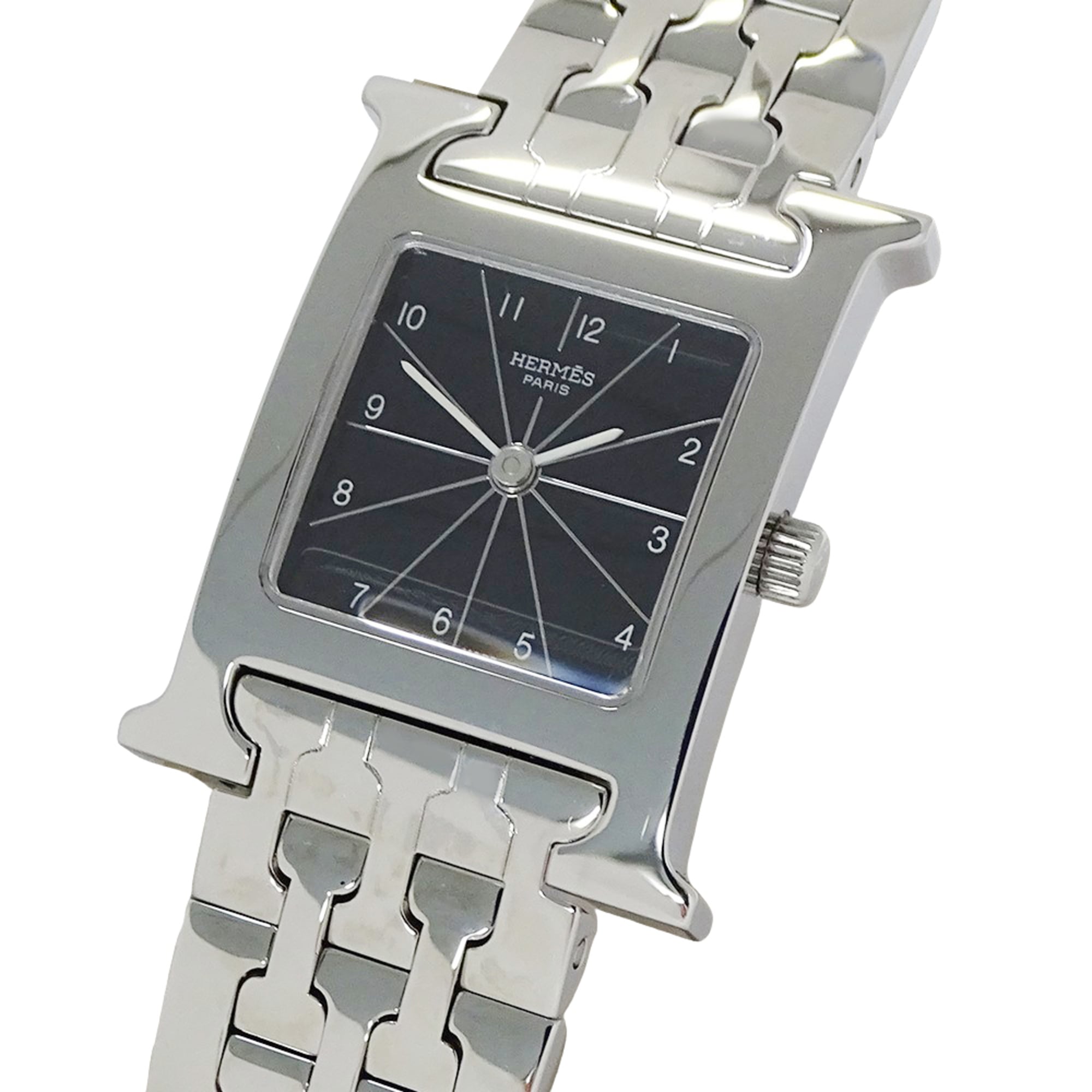 Hermes HERMES Women's Watch Brand H-Watch Quartz QZ Stainless Steel SS HH1.210 Silver Black OH