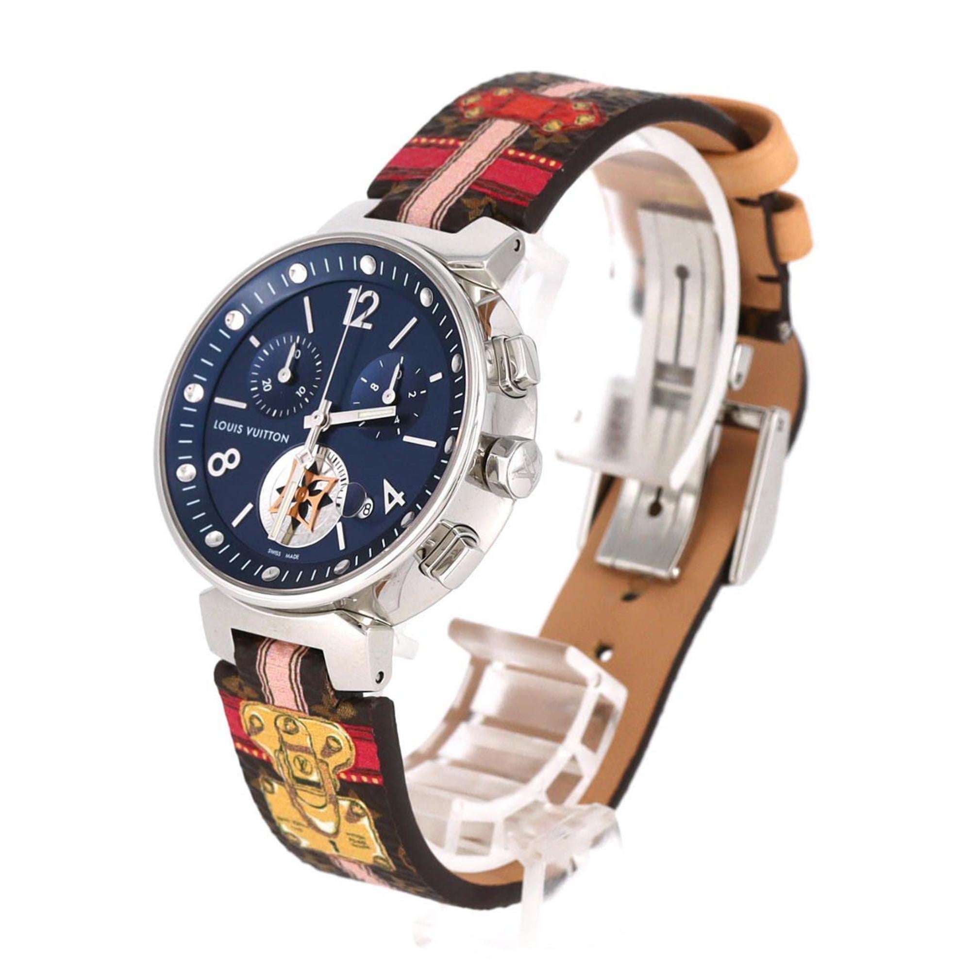 Louis Vuitton Tambour Moon Star Chrono QA032 Stainless Steel Quartz Watch