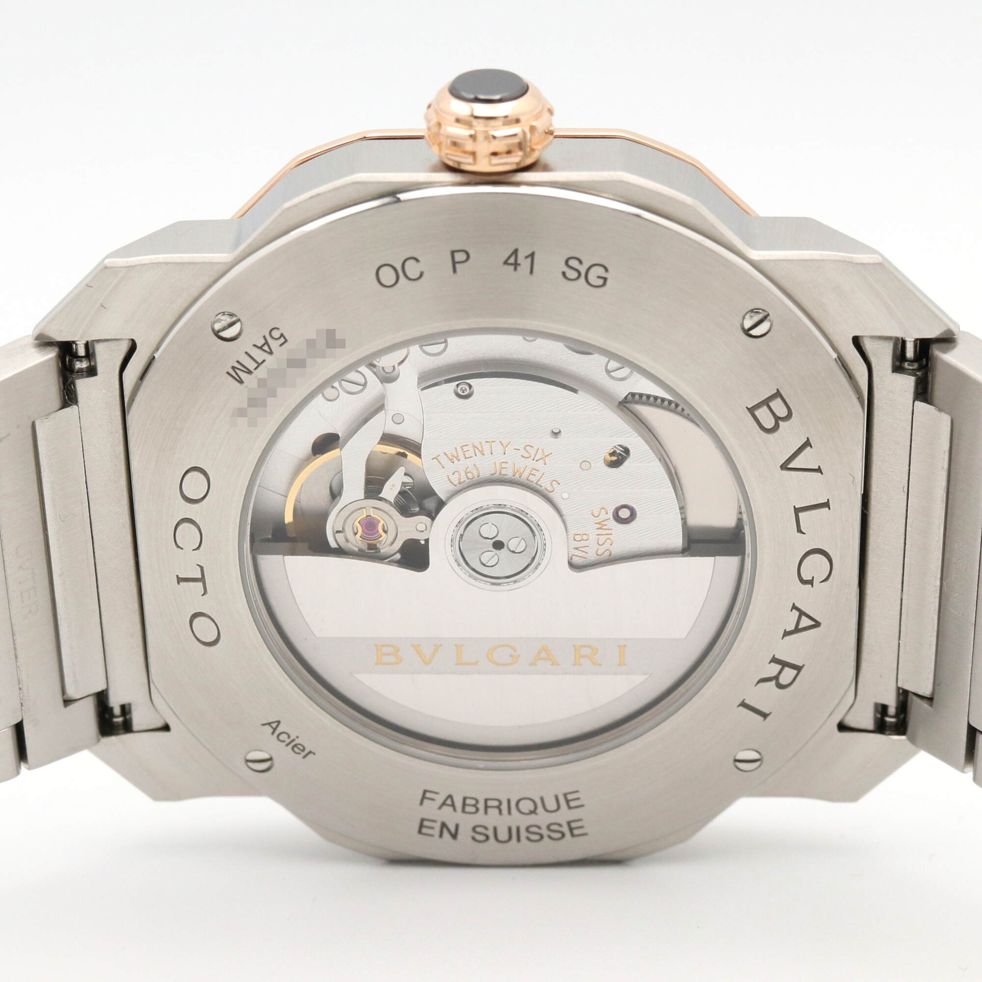 Bvlgari Bulgari BVLGARI Octo 18KPG (Rosa Gold) OCP41SG Schwarz Zifferblatt 41 mm Uhr