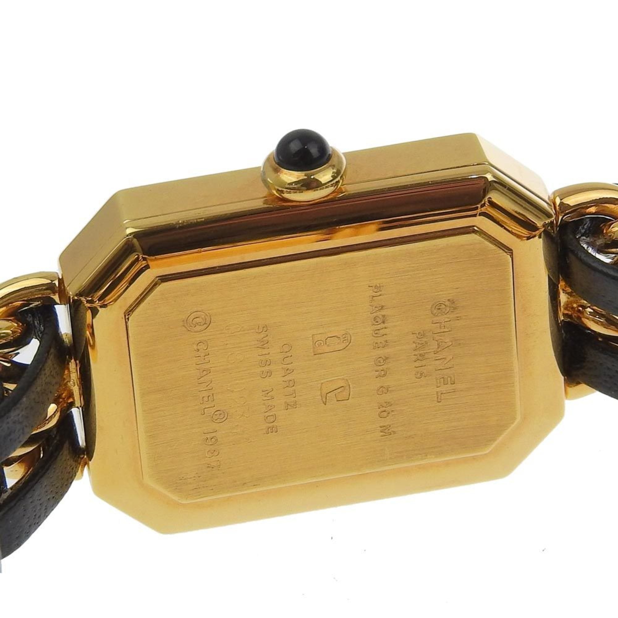 Chanel CHANEL Premiere S Uhr H0001 Vergoldet x LederQuarz analoges ZifferblattSchwarz Zifferblatt, Damenuhr