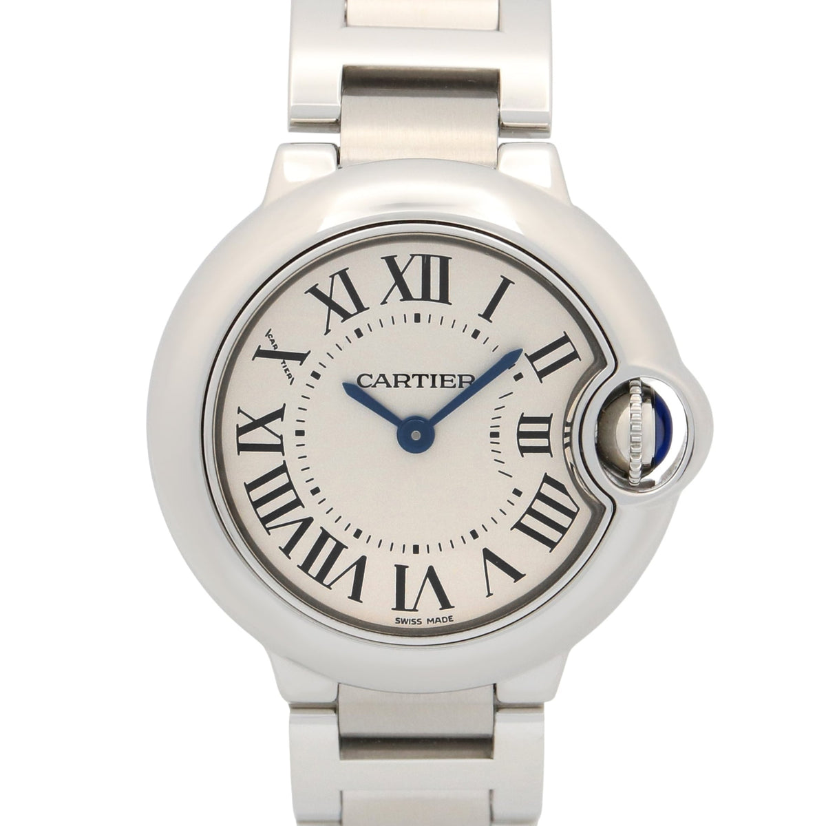 Cartier Ballon Bleu SM W69010Z4 horloge met zilveren wijzerplaat, 28 mm