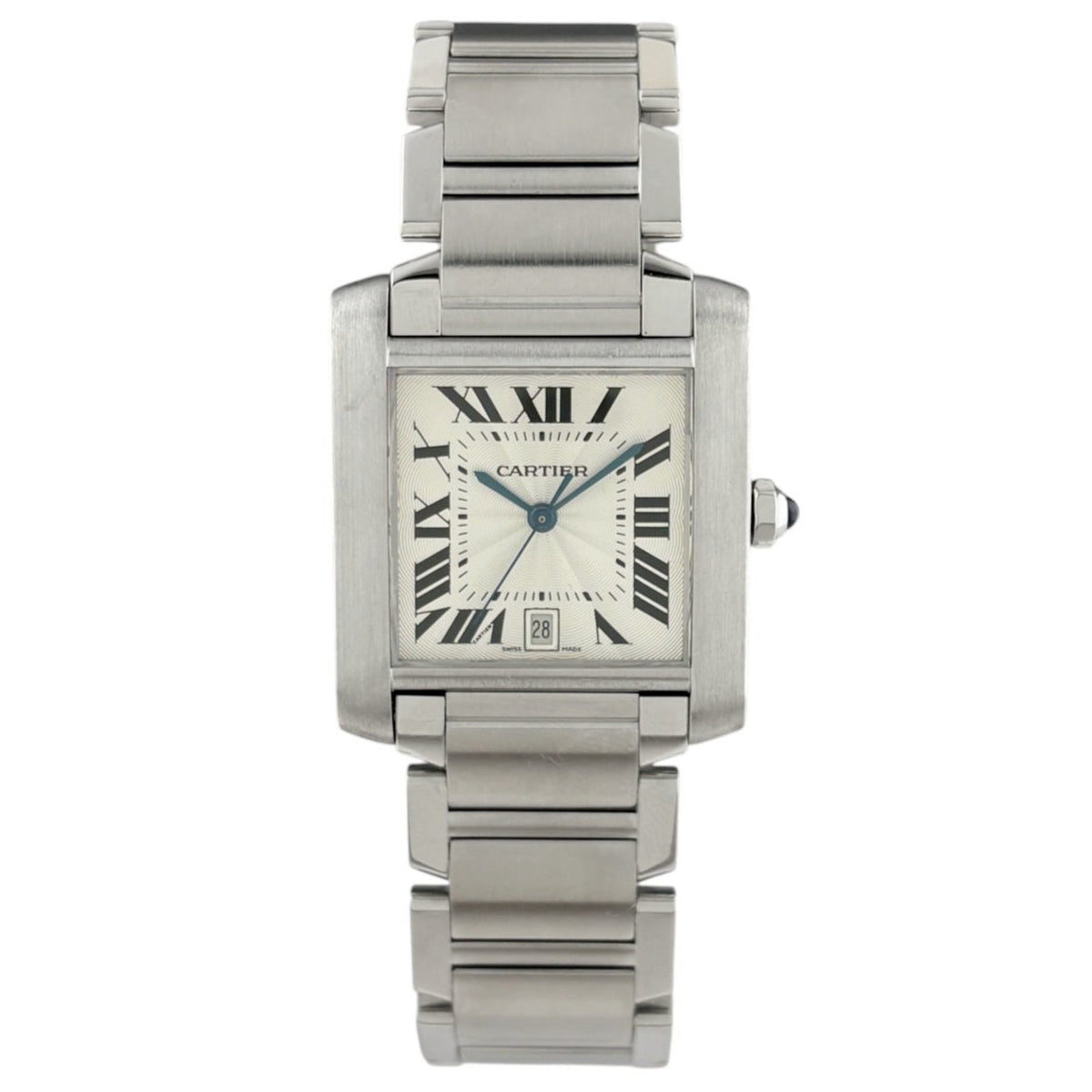 Montre Cartier Tank Française LM W51002Q3, cadran argenté, 28 mm