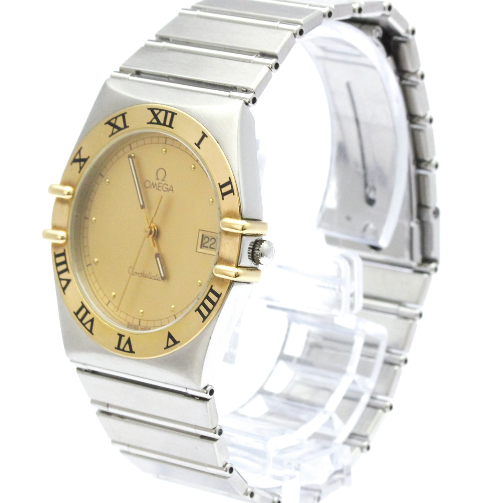 OMEGA Constellation 18K Gold Steel Quartz Mens Watch 396.1080 Polished