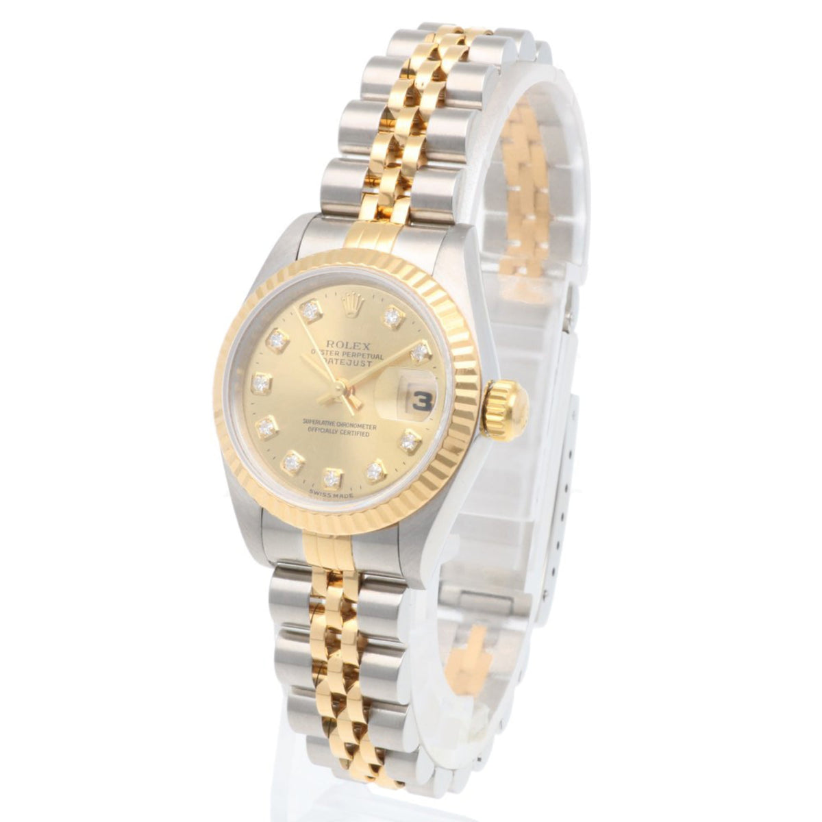 Rolex Datejust Oyster Perpetual 69173, goldenes Zifferblatt, 26 mm Uhr